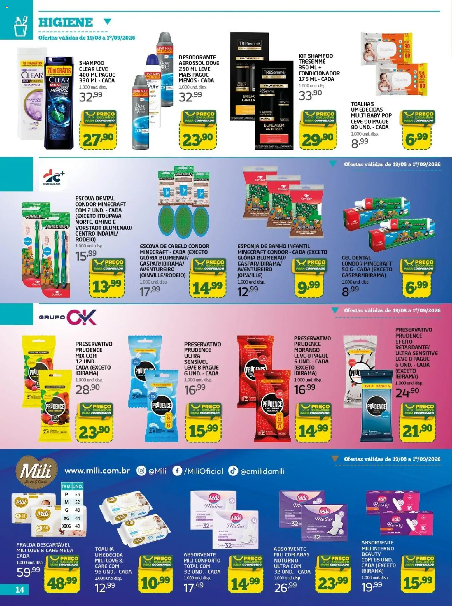 Cooper Folheto - válido de 19/08/2026 | Página: 14 | Produtos: Esponja, Condicionador, Escova, Preservativo