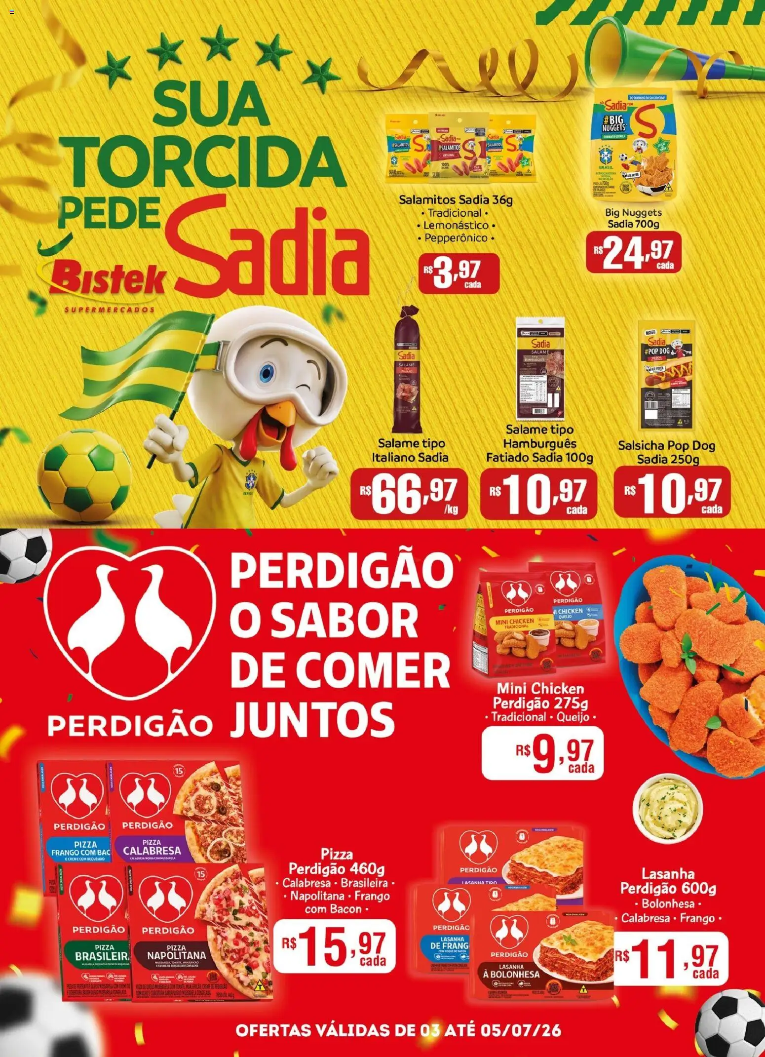 Bistek Supermercados Folheto - válido de 03/07/2026 | Página: 1 | Produtos: Pizza, Creme, Lasanha, Mussarela