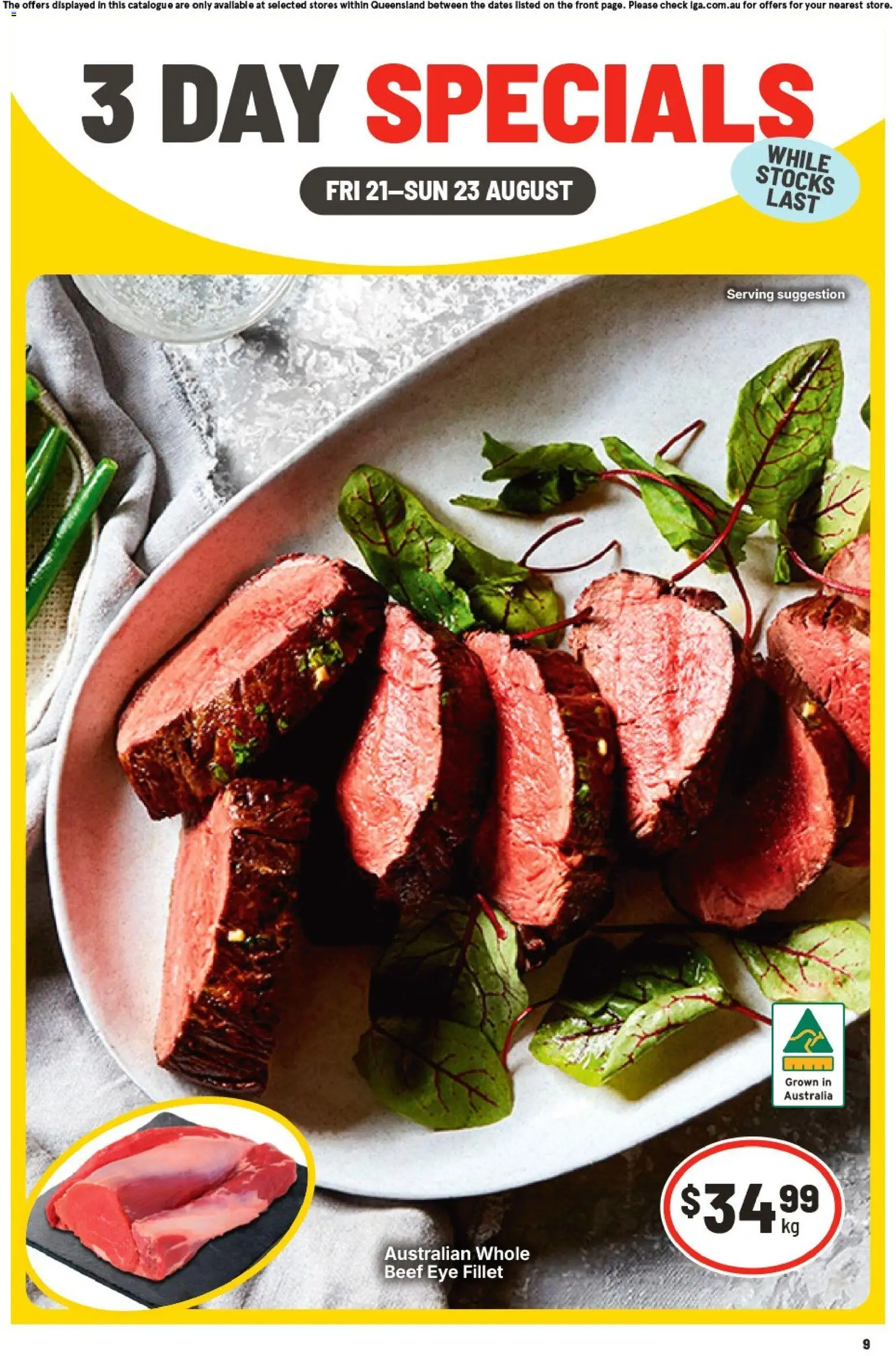 IGA catalogue - valid from 21/08/2026 | Page: 1 | Products: Beef, Fillet