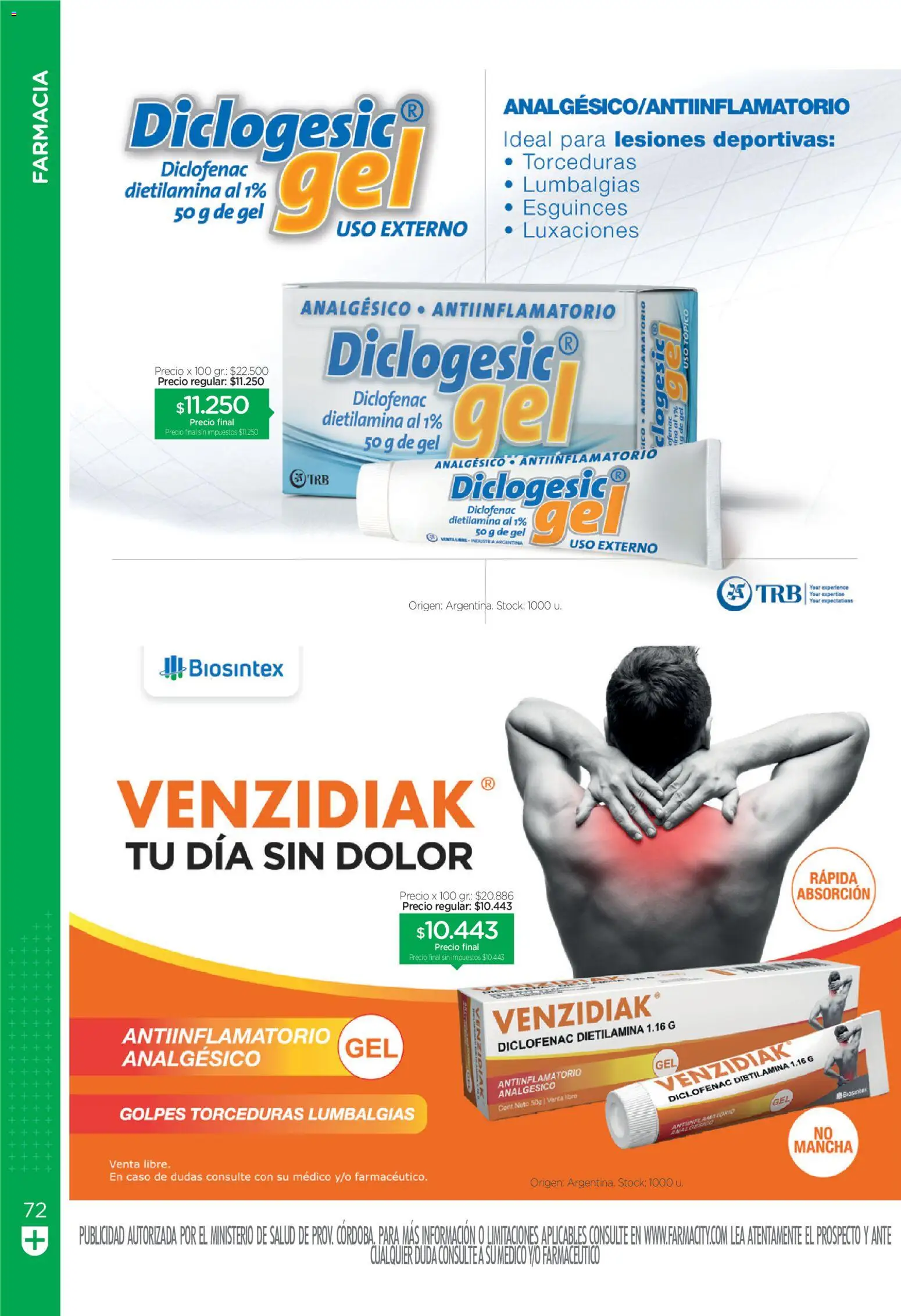 Farmacity catálogo │ válido desde el 01/09/2026 | Página: 72 | Productos: Analgésico, Antiinflamatorio