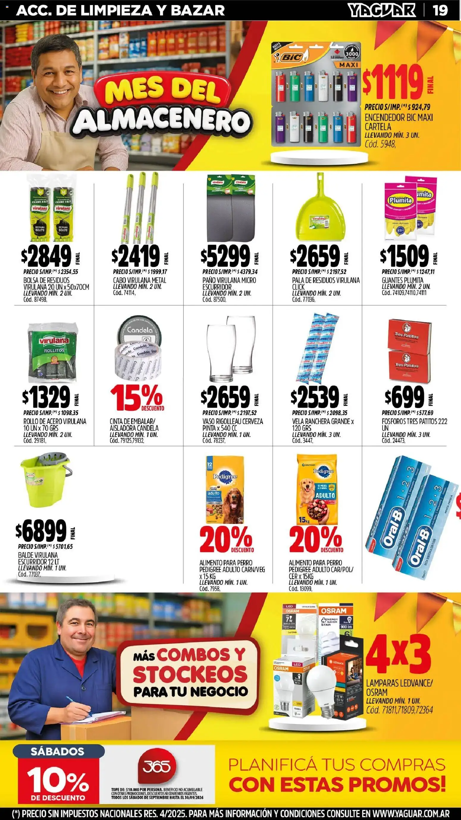 Yaguar - Oferta Semanal Misiones │ válido desde el 31/08/2026 | Página: 19 | Productos: Fósforos, Encendedor, Lámparas, Escurridor