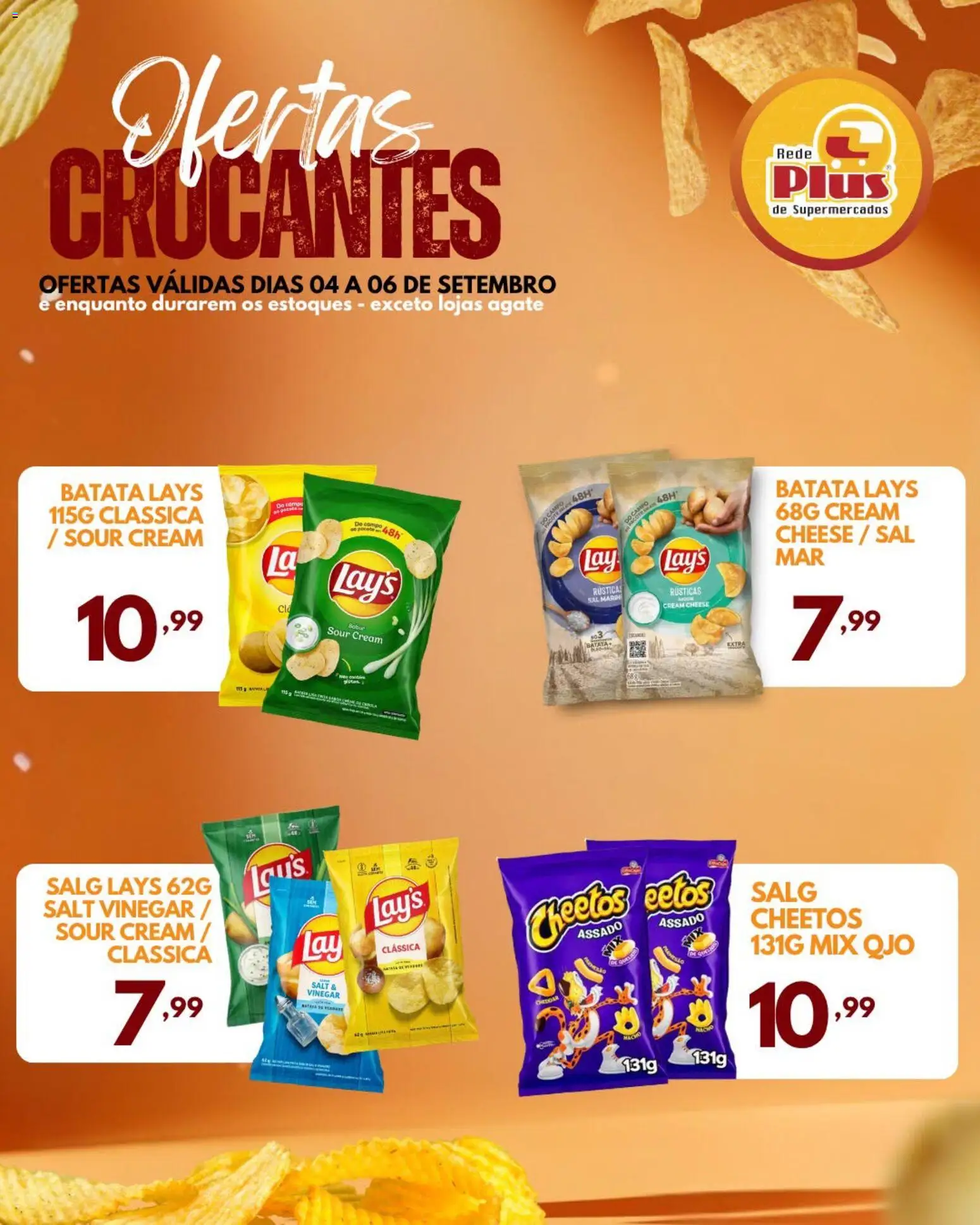 Rede Plus Supermercados Folheto - válido de 04/09/2026 | Página: 3 | Produtos: Cream cheese, Cheetos, Batata, Sal