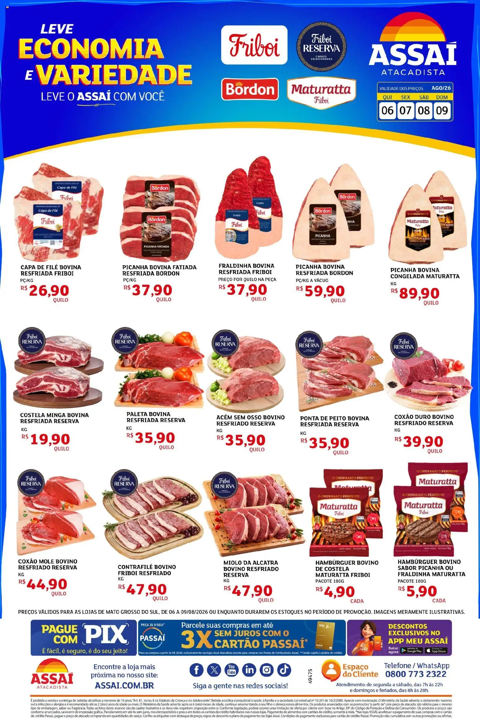 Assaí Atacadista Folheto - válido de 06/08/2026 | Página: 1 | Produtos: Fragrância, Picanha, Pneus, Telefone