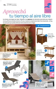 Vista previa Sodimac - Catálogo Aire Libre válido desde el 14/09/2026 | Página: 16 | Productos: Reposera, Cama, Café, Florero