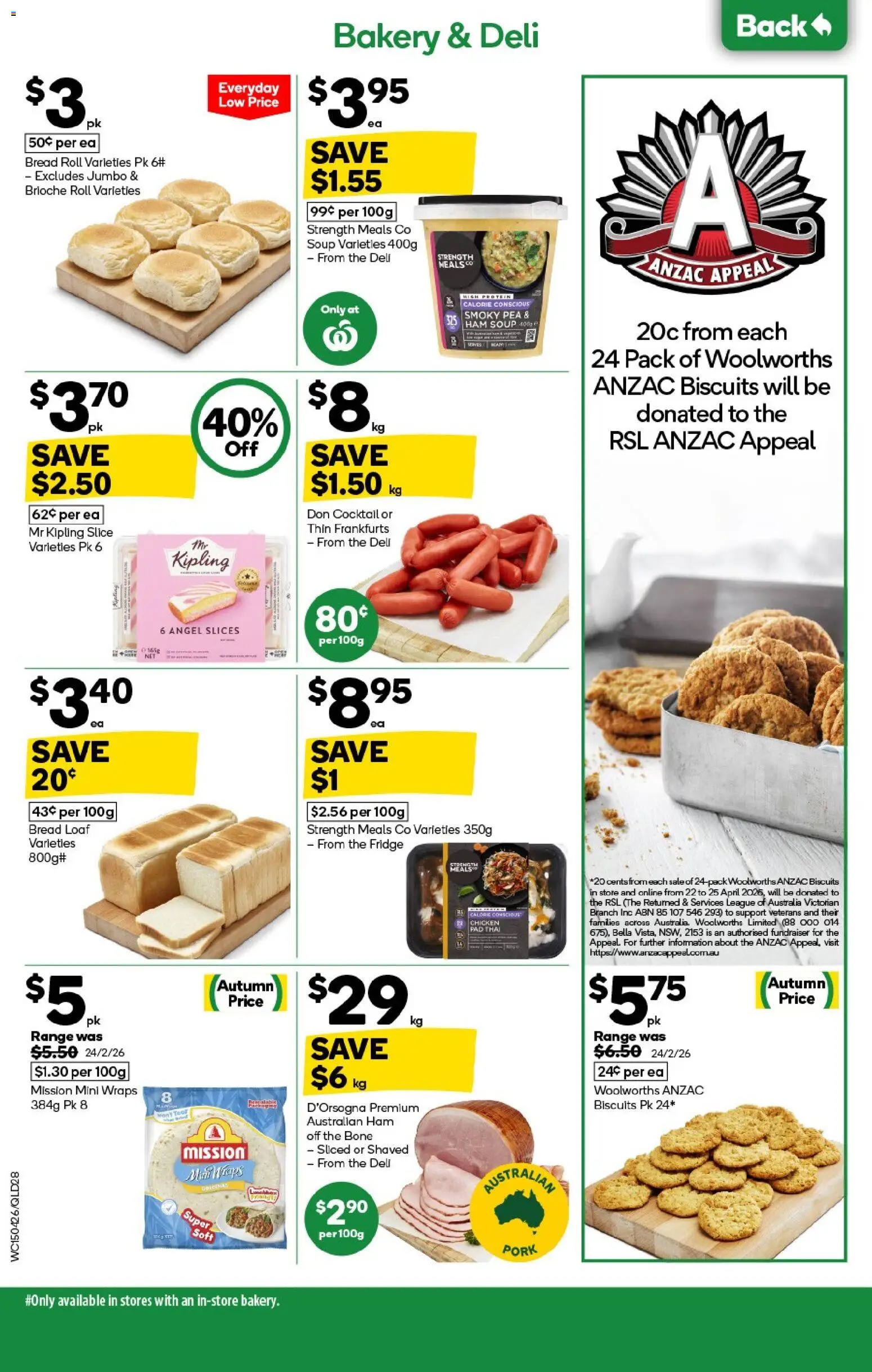 Woolworths catalogue - valid from 15.04.2026 | Page: 28 | Products: Bread, Biscuits, Pea, Fridge