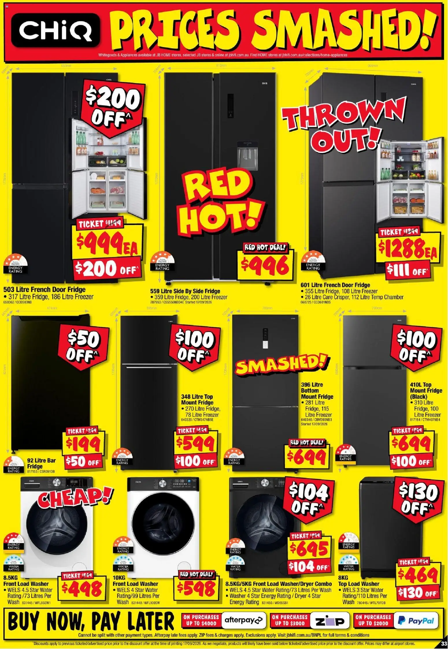 JB Hi-Fi catalogue - valid from 24/09/2026 | Page: 33 | Products: Fridge, Freezer, Dryer, Washer