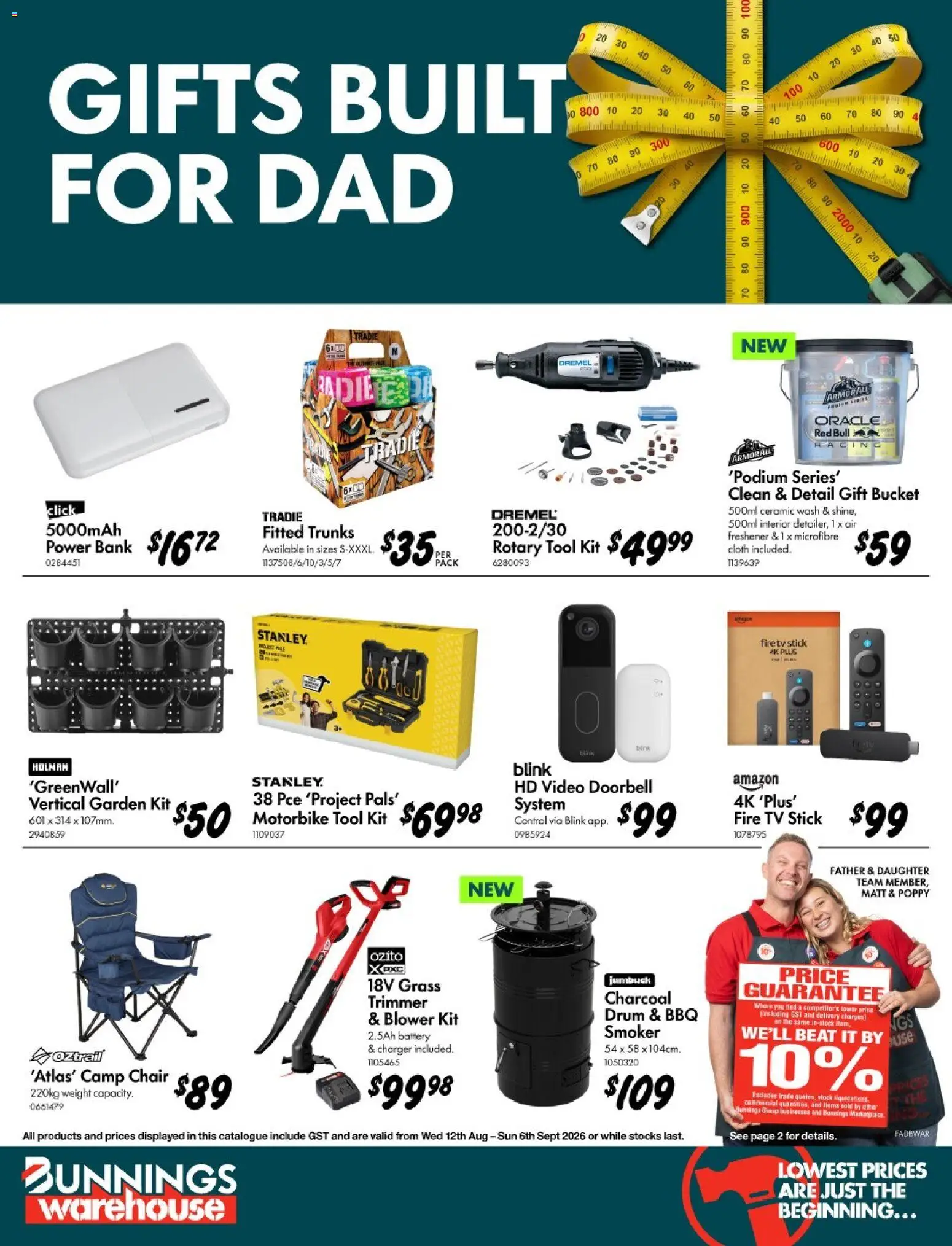 Bunnings Warehouse catalogue - valid from 12/08/2026 | Page: 1 | Products: Doorbell, Tv, Weight, Air freshener