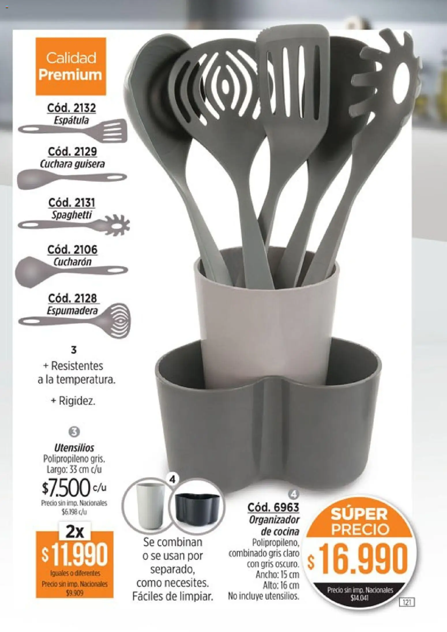 Amodil - Campaña 10 │ válido desde el 01.06.2026 | Página: 121 | Productos: Organizador, Cuchara, Espatula, Espumadera