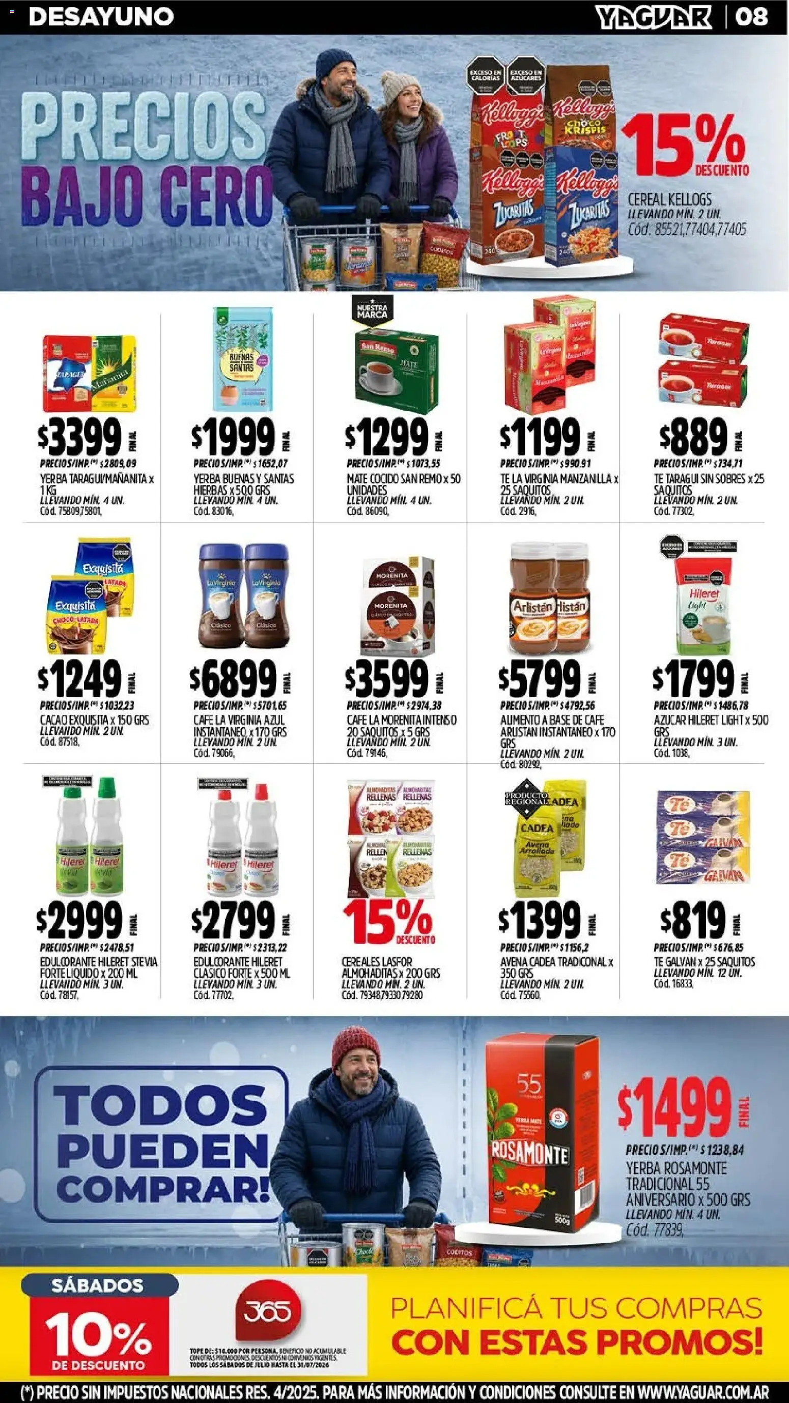 Yaguar - Oferta Semanal San Juan │ válido desde el 20/07/2026 | Página: 8 | Productos: Yerba, Edulcorante, Avena, Té