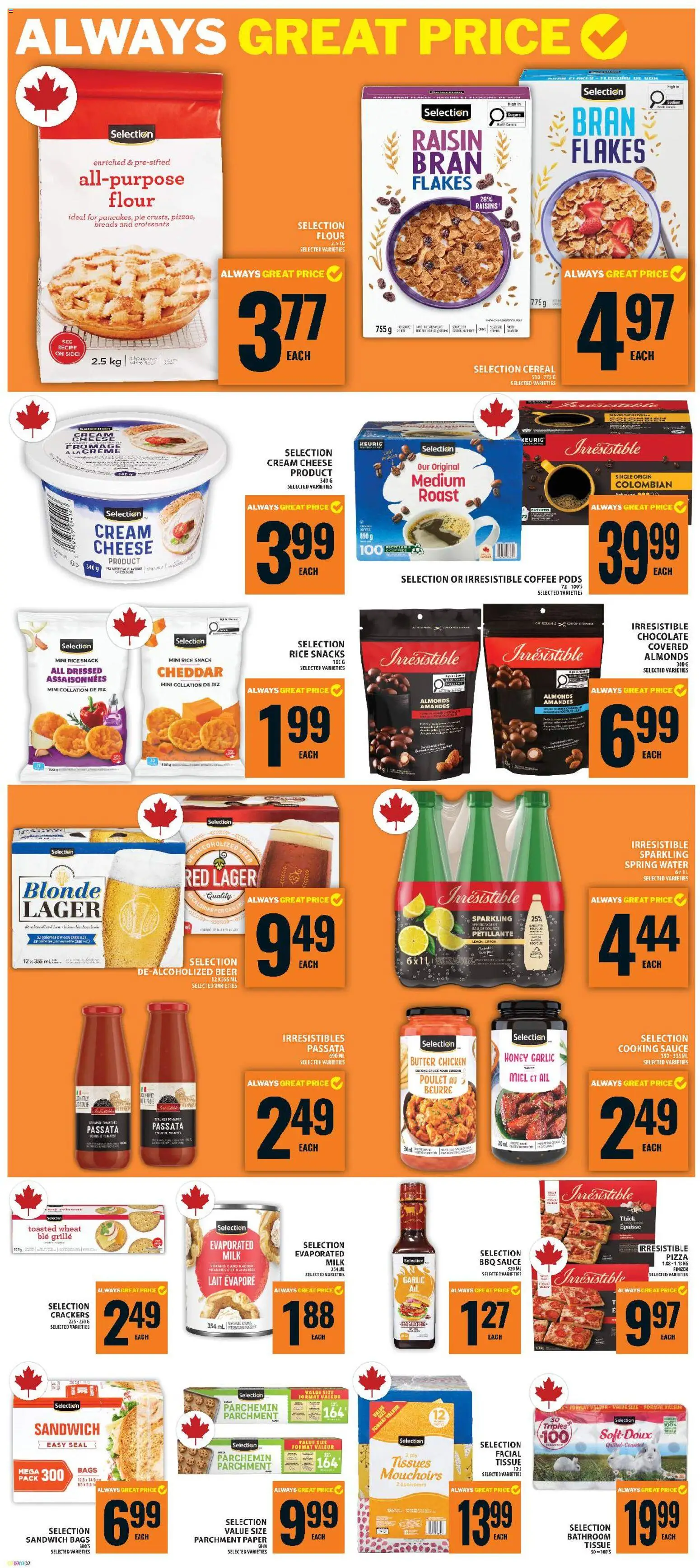 Food Basics flyer valid from Aug 6, 2026 | Page: 7 | Products: Crackers, Coffee, Pizza, Chicken
