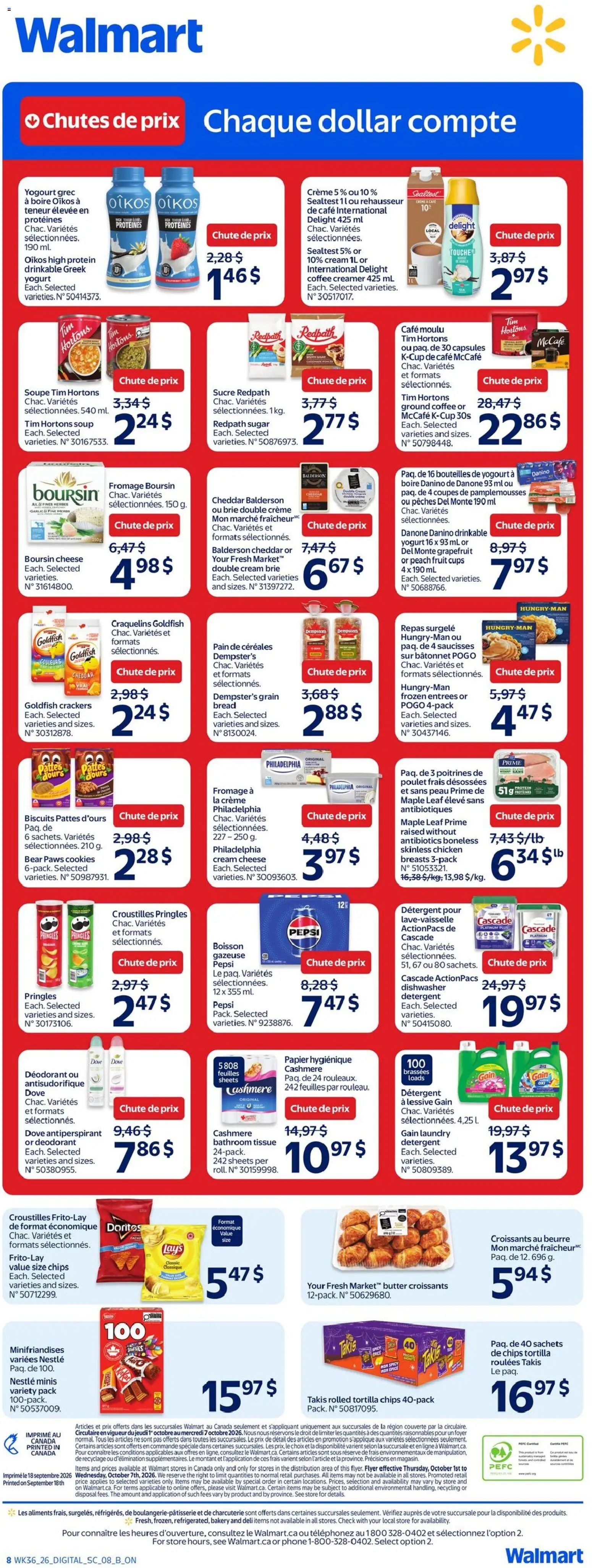 Walmart flyer valid from Oct 1, 2026 | Page: 2 | Products: Cookies, Crackers, Deodorant, Sachets