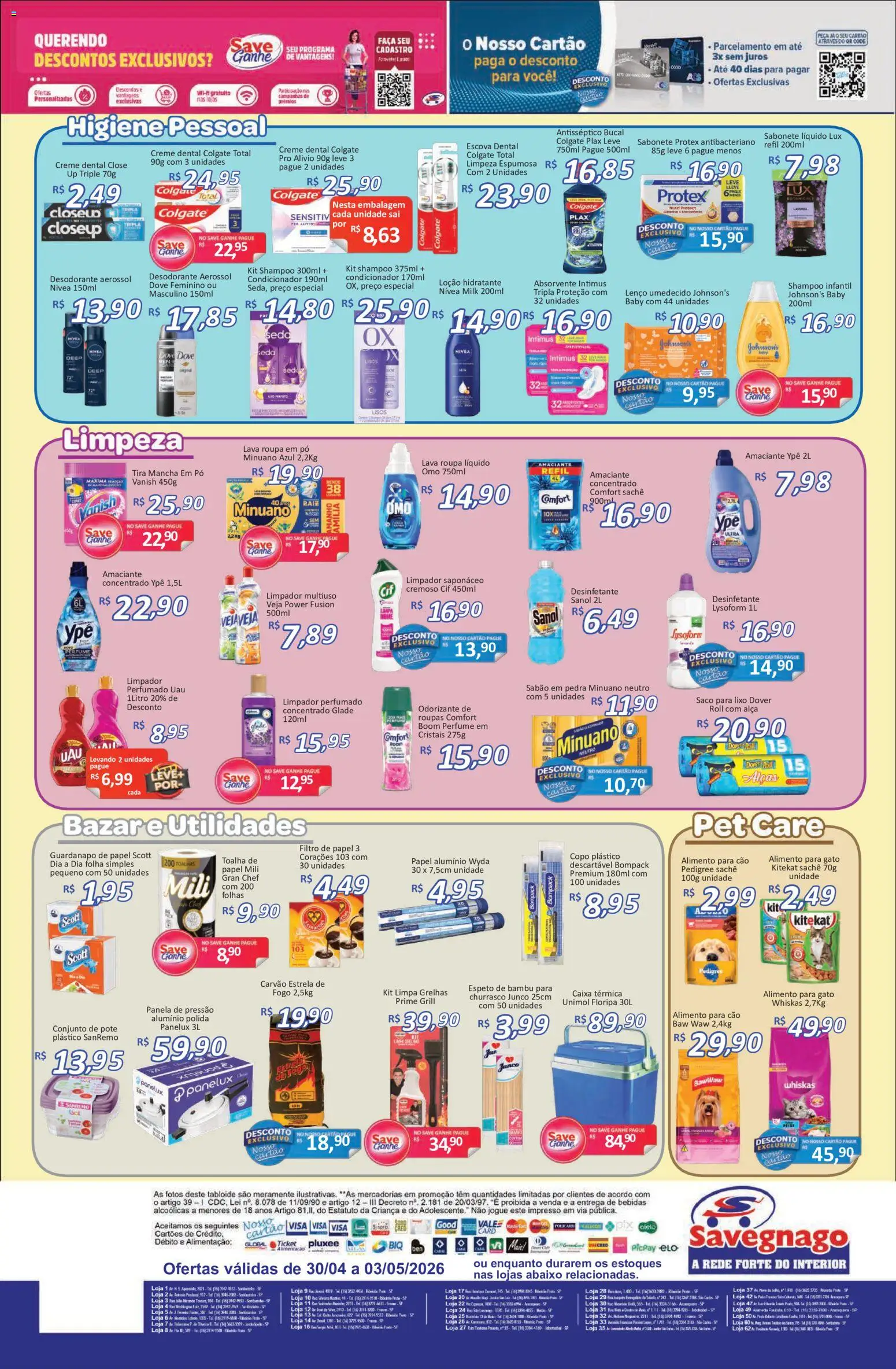 Savegnago Folheto - válido de 30.04.2026 | Página: 4 | Produtos: Shampoo, Saco para lixo, Lenço, Absorvente