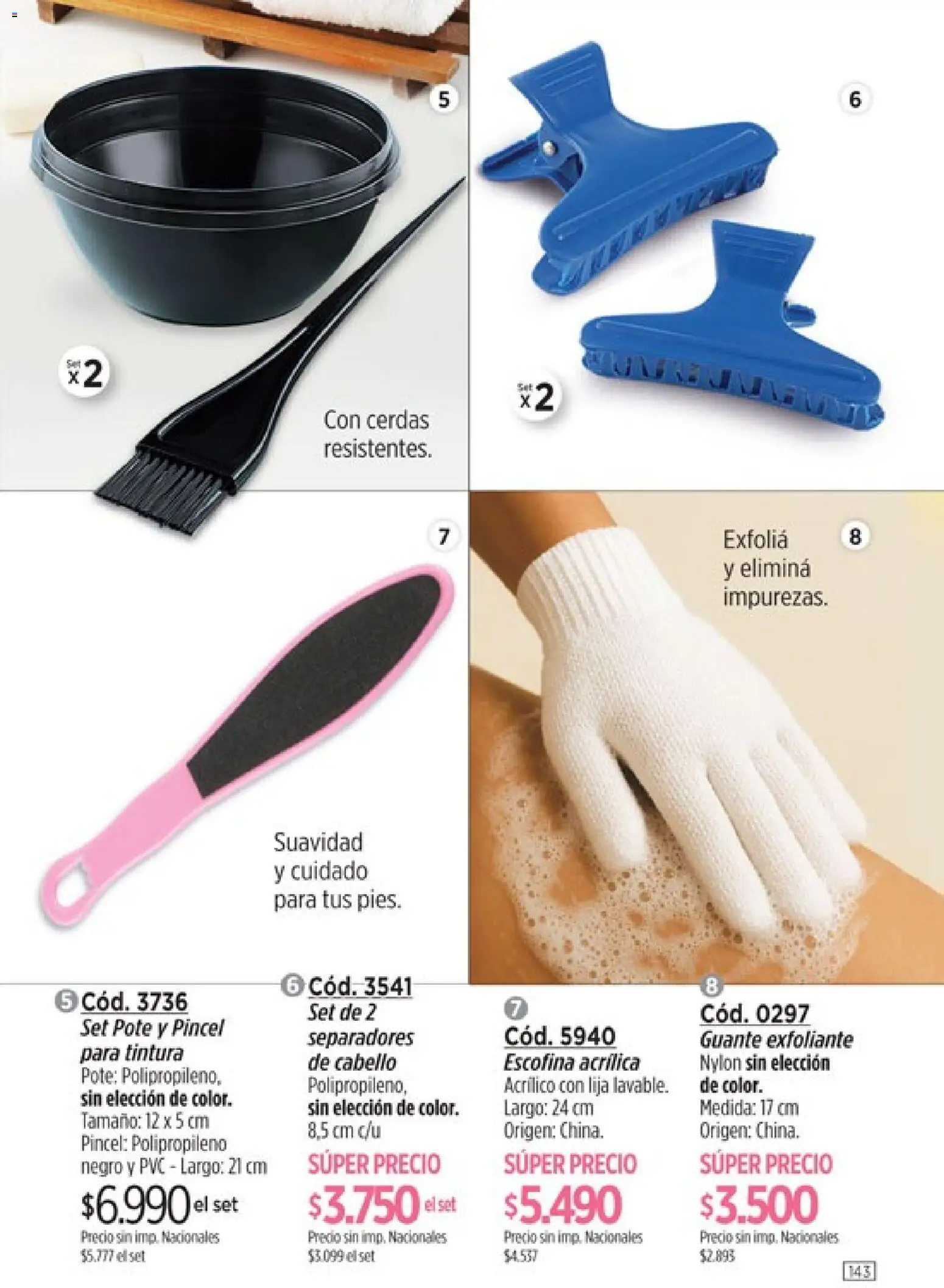 Catálogo Amodil Campaña 12 │ válido desde el 30/06/2026 | Página: 143 | Productos: Lija, Pincel, Tintura, Guante exfoliante
