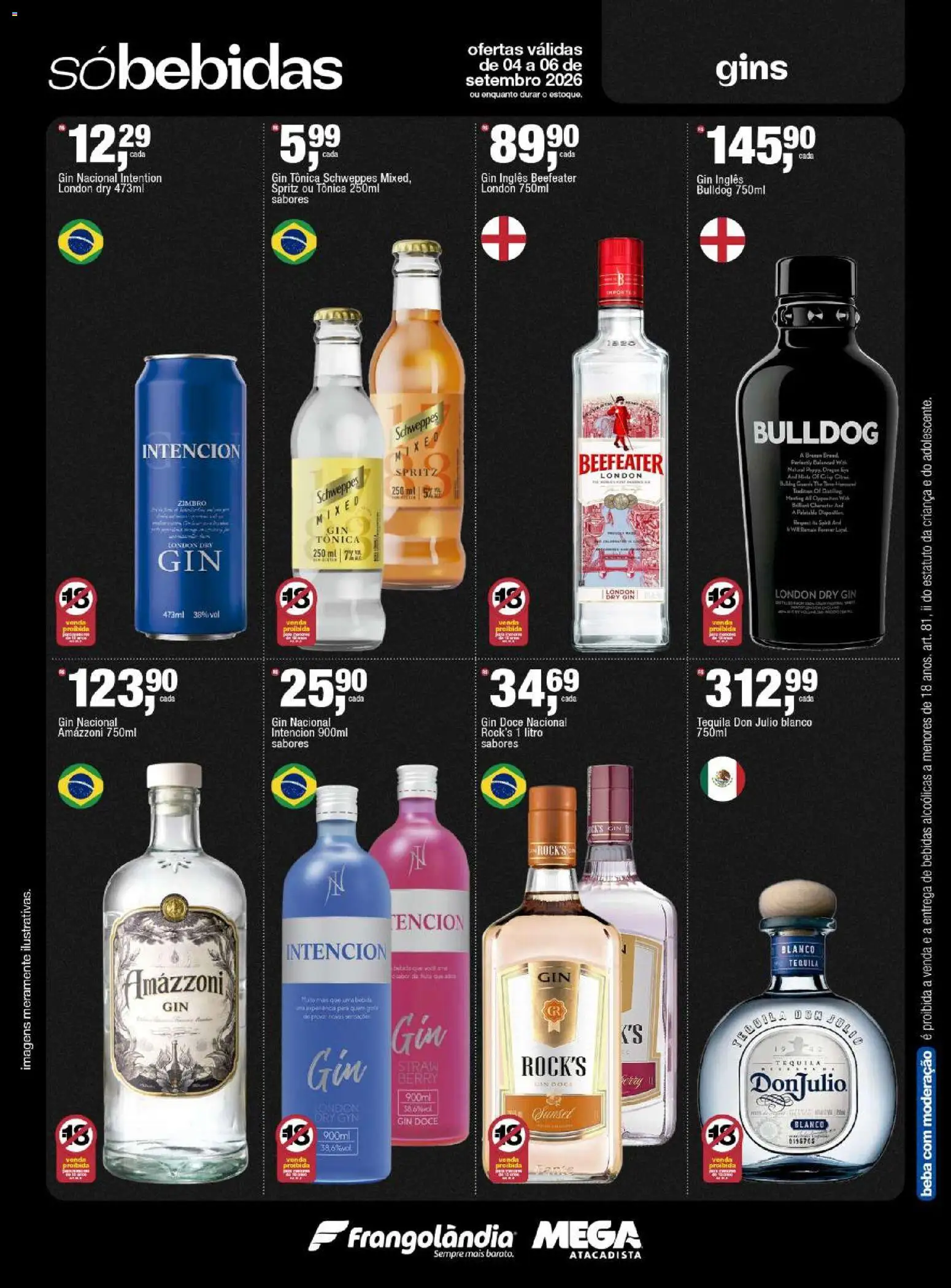 Frangolândia Folheto - válido de 04/09/2026 | Página: 5 | Produtos: Tequila, Tônica Schweppes, Gin, Doce
