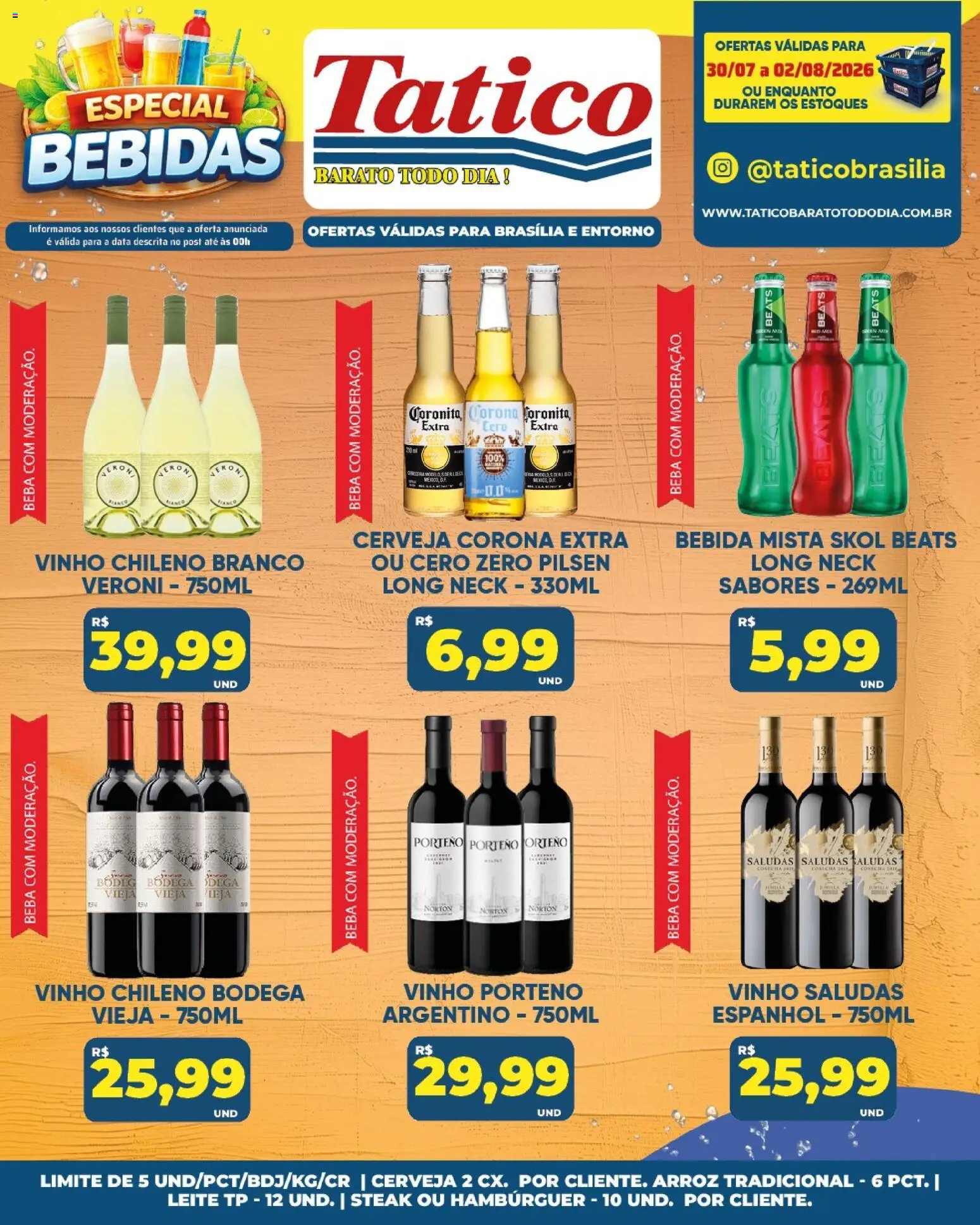Tatico Folheto - válido de 03/08/2026 | Página: 50 | Produtos: Vinho, Arroz, Hambúrguer, Bebida