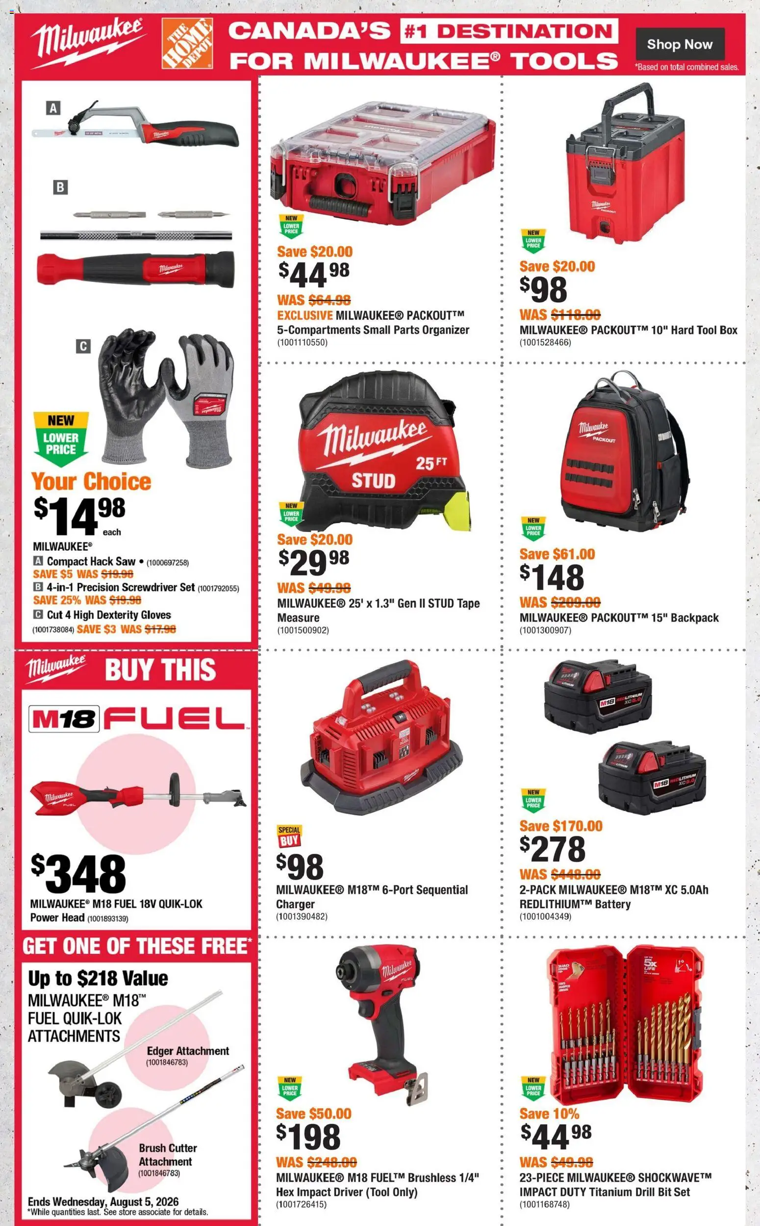 Home Depot flyer valid from Jul 9, 2026 | Page: 3 | Products: Gloves, Brush, Box, Battery