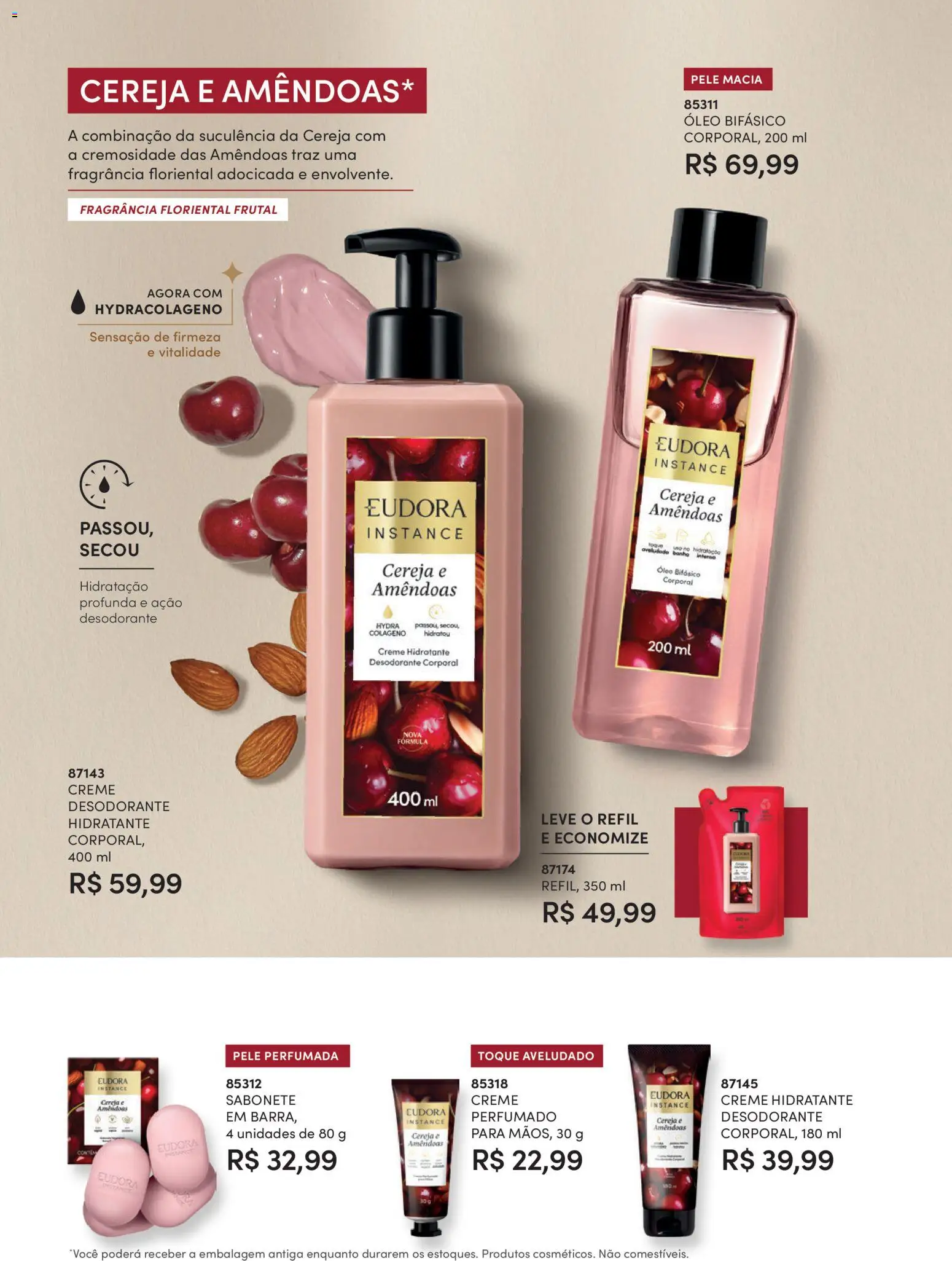 Eudora Folheto - válido de 15/07/2026 | Página: 49 | Produtos: Cereja, Óleo, Creme, Amêndoas