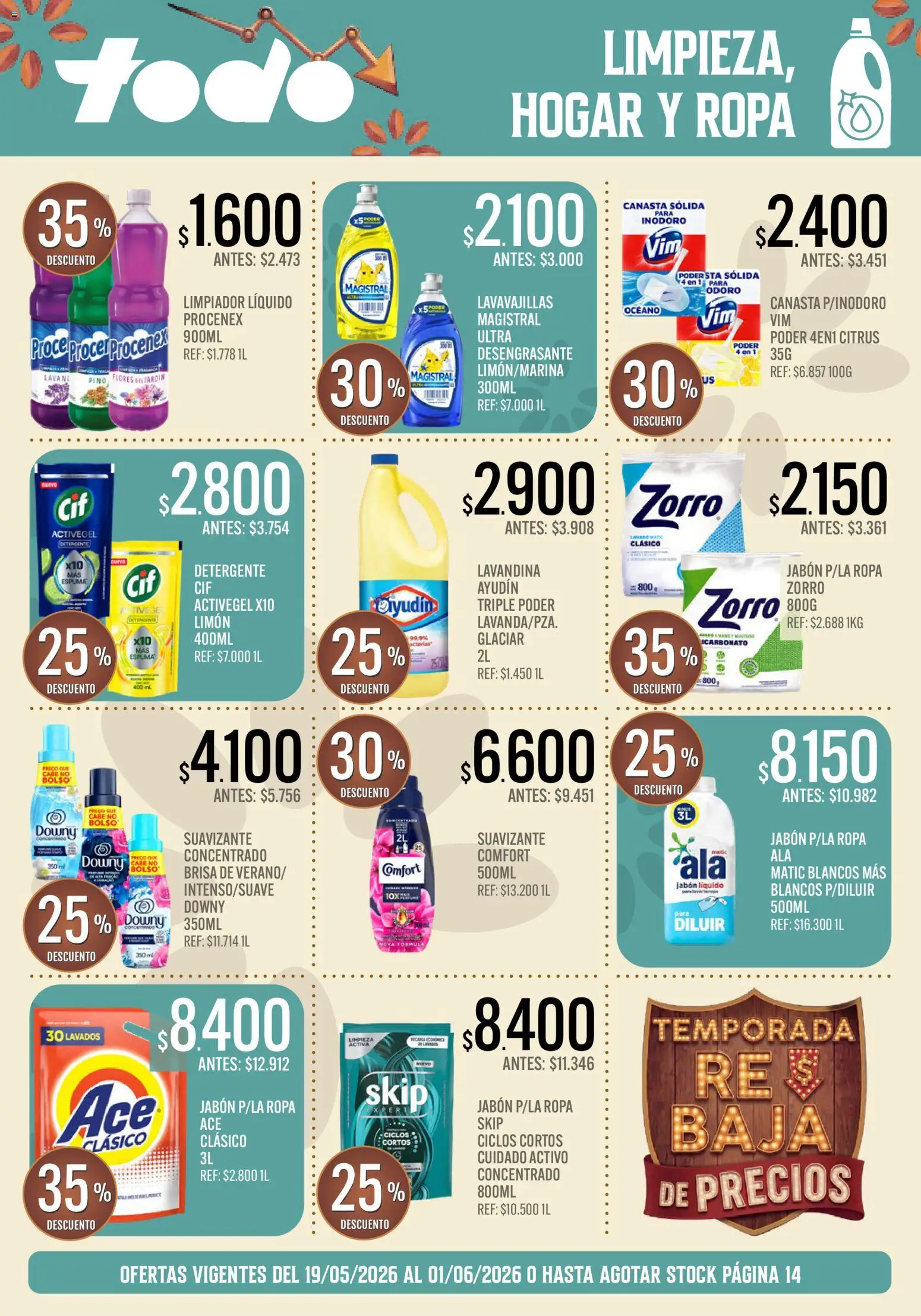 Supermercados TODO - Ofertas │ válido desde el 19.05.2026 | Página: 15 | Productos: Inodoro, Jabón líquido, Limón, Suavizante