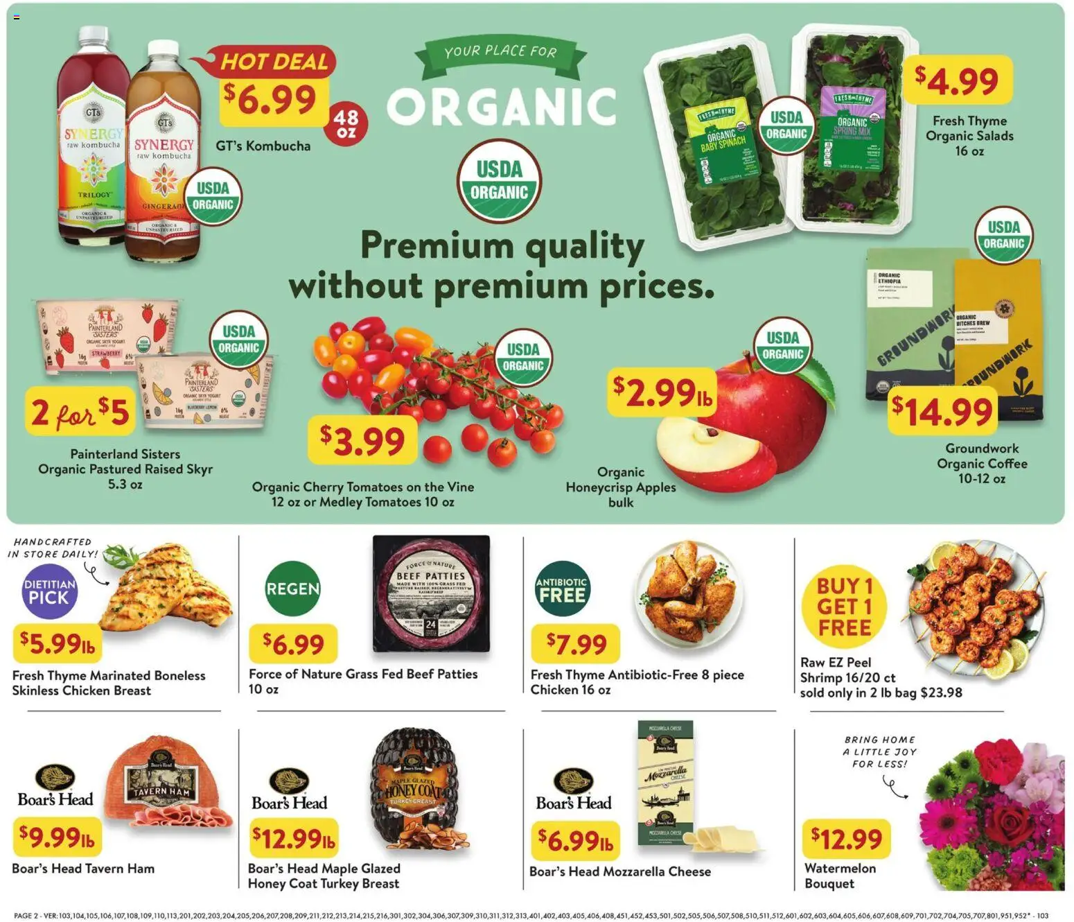 Fresh Thyme Weekly Ad - valid from 07/15/2026 | Page: 4 | Products: Spinach, Cheese, Coat, Bag