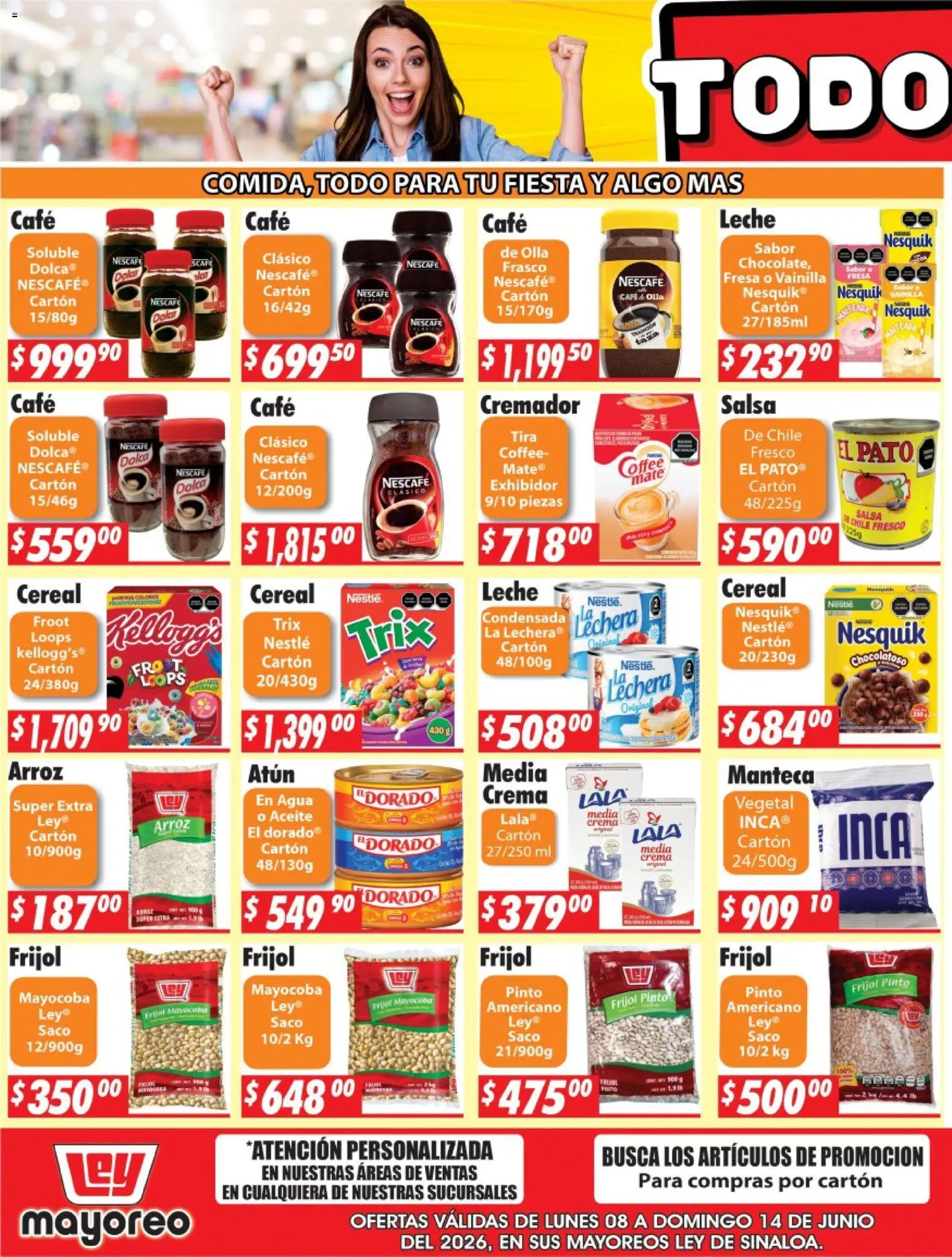 Nuevas ofertas de Casa Ley válidas en toda la República Mexicana desde el 08.06.2026. ¡Encuentra las mejores ofertas en Casa Ley folleto Sinaloa! | Página: 3 | Productos: Leche, Aceite, Café, Olla