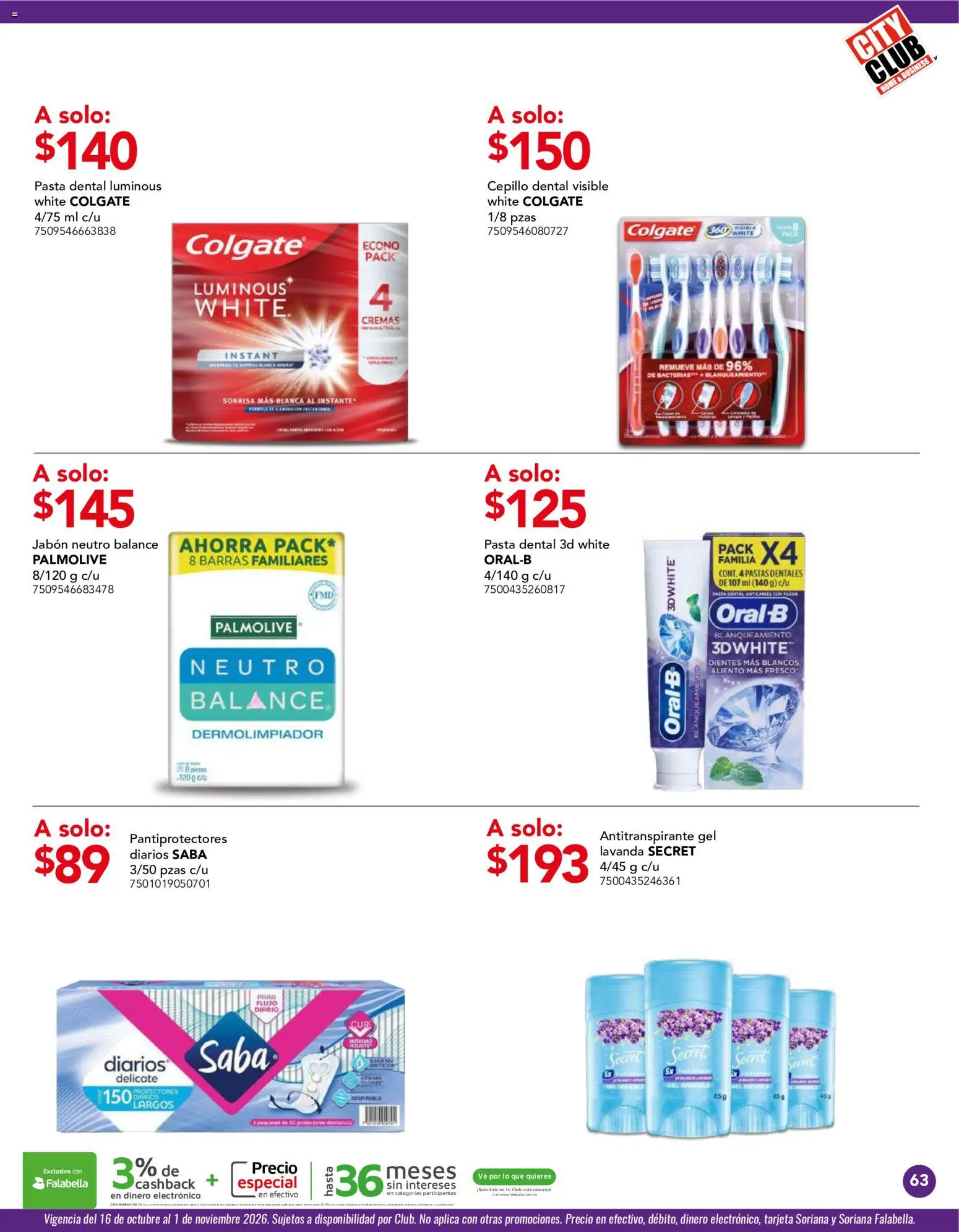 Nuevas ofertas de City Club válidas en toda la República Mexicana desde el 01/10/2026. ¡Encuentra las mejores ofertas en City Club catálogo! | Página: 63
