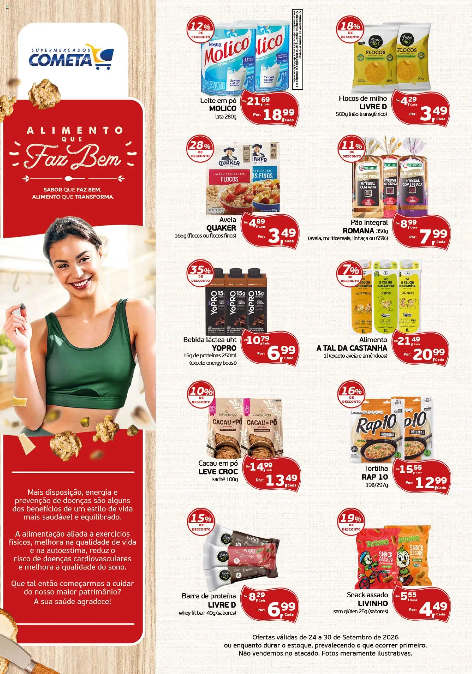 Cometa Supermercados Folheto - válido de 24/09/2026 | Página: 1 | Produtos: Cálcio, Bebida, Amêndoas, Barra de proteína