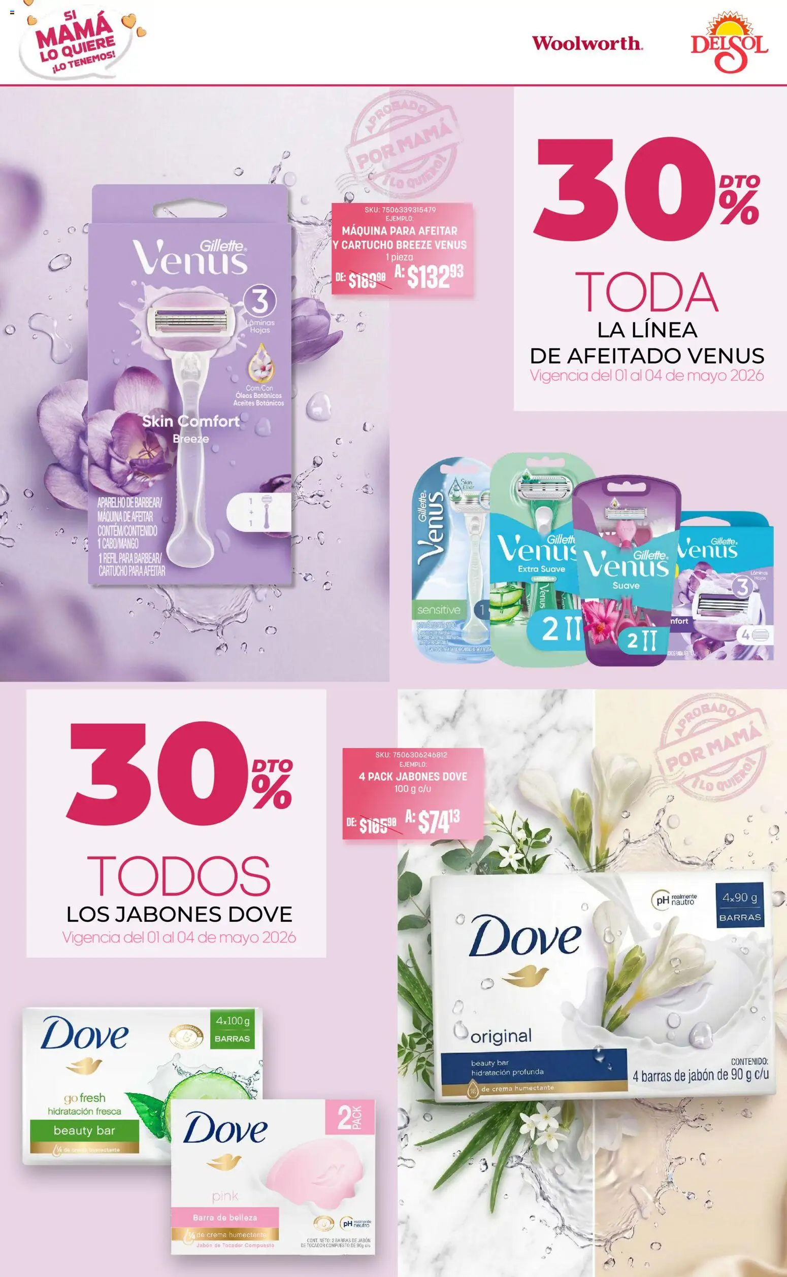 Nuevas ofertas de Del Sol y Woolworth válidas en toda la República Mexicana desde el 01.05.2026. ¡Encuentra las mejores ofertas en Del Sol y Woolworth catálogo! | Página: 19 | Productos: Crema, Barra, Jabón