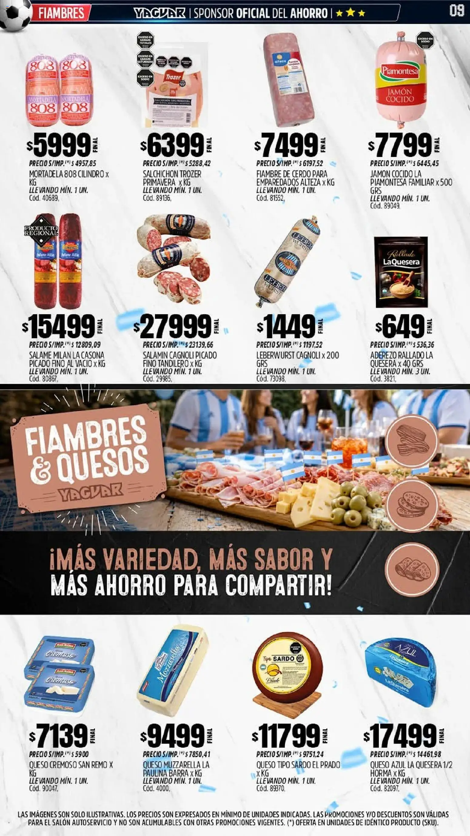 Yaguar - Oferta Semanal Neuquen │ válido desde el 01.06.2026 | Página: 9 | Productos: Mortadela, Muzzarella, Jamón, Cerdo