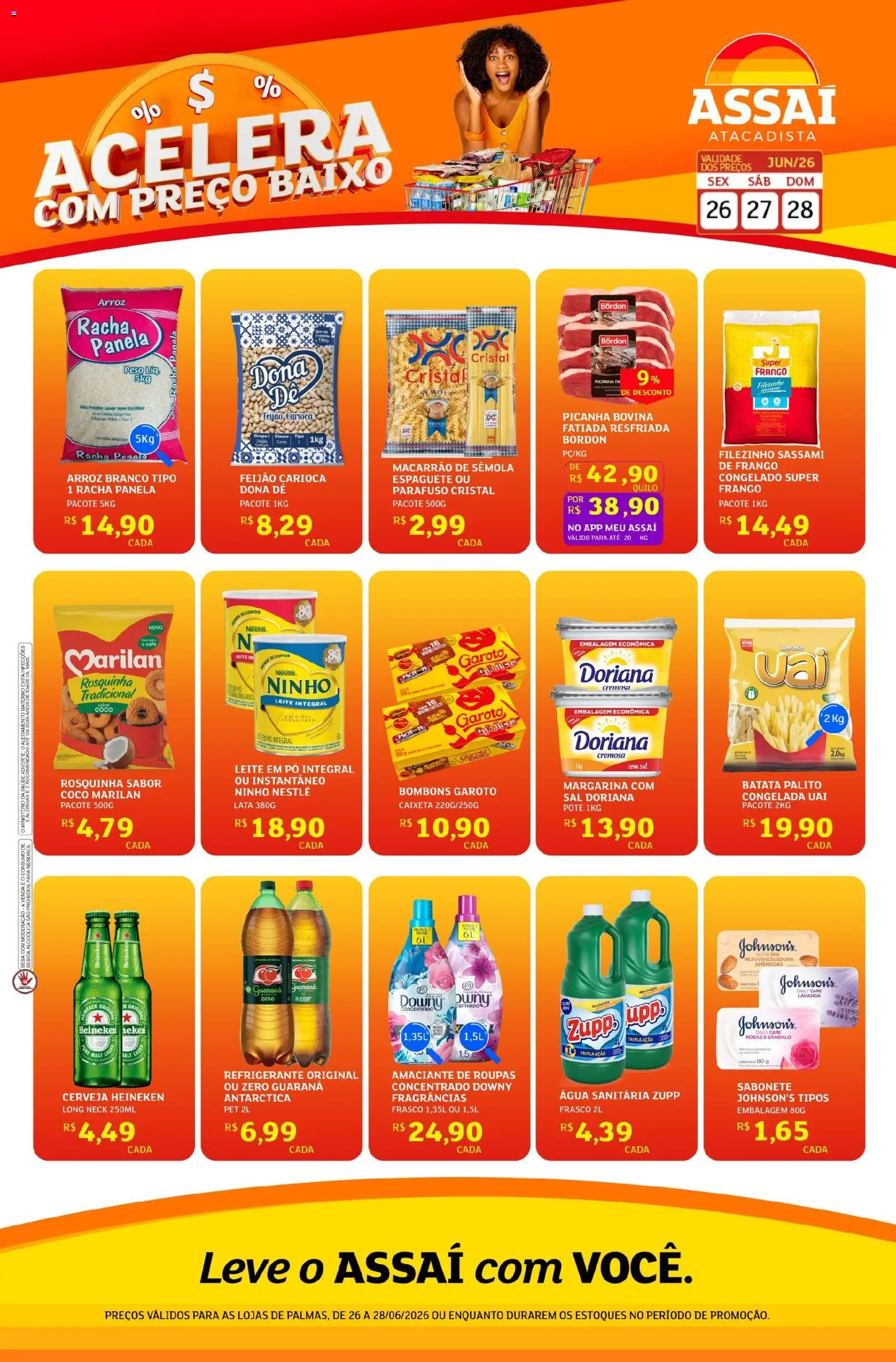 Assaí Atacadista Folheto - válido de 26/06/2026 | Página: 1 | Produtos: Doriana, Sabonete, Rosquinha, Água sanitária