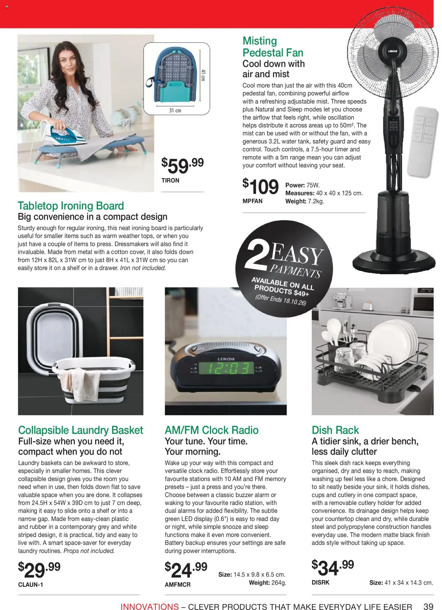 Innovations catalogue - valid from 23/09/2026 | Page: 39 | Products: Laundry basket, Radio, Weight, Fan