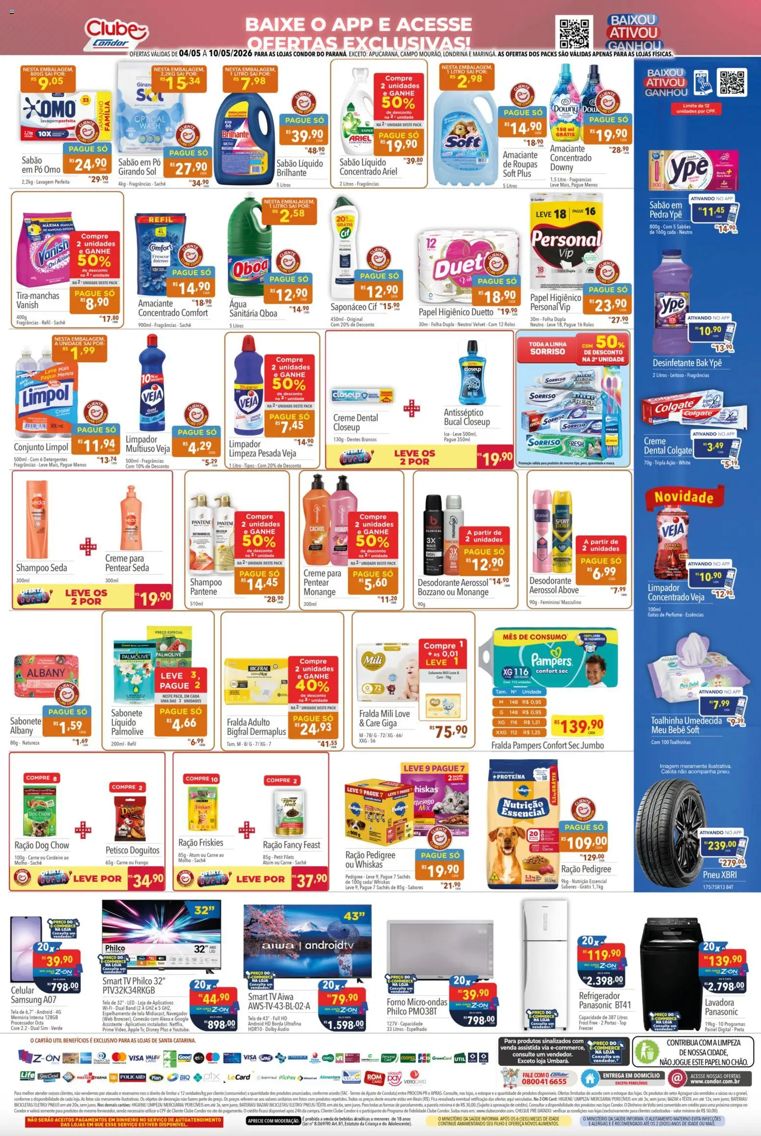 Supermercados Condor Folheto - válido de 04.05.2026 | Página: 4 | Produtos: Processador, Creme, Papel higiênico, Desinfetante