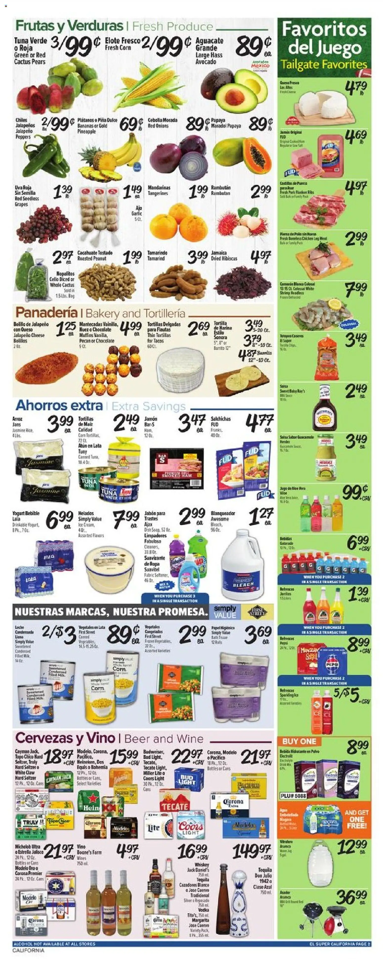 El Super Weekly Ad - CA - valid from 08/26/2026 | Page: 2 | Products: Bakery, Guacamole, Beer, Pineapple
