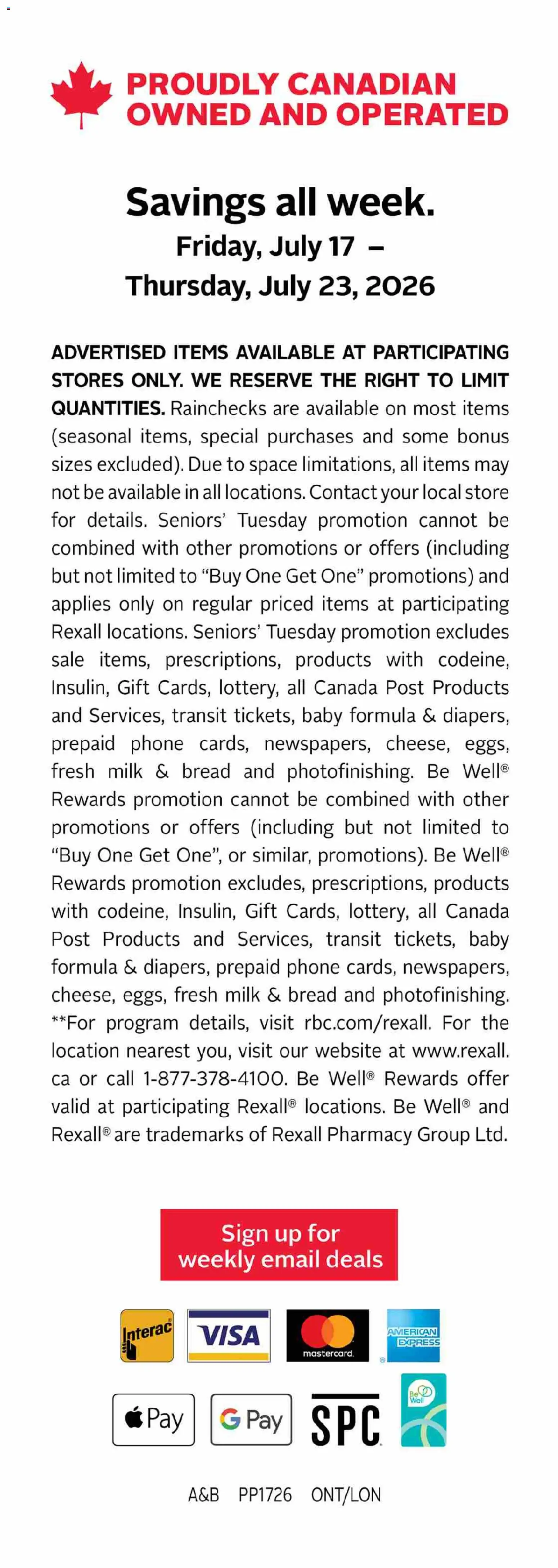 Rexall flyer valid from Jul 17, 2026 | Page: 18 | Products: Phone, Milk, Bread