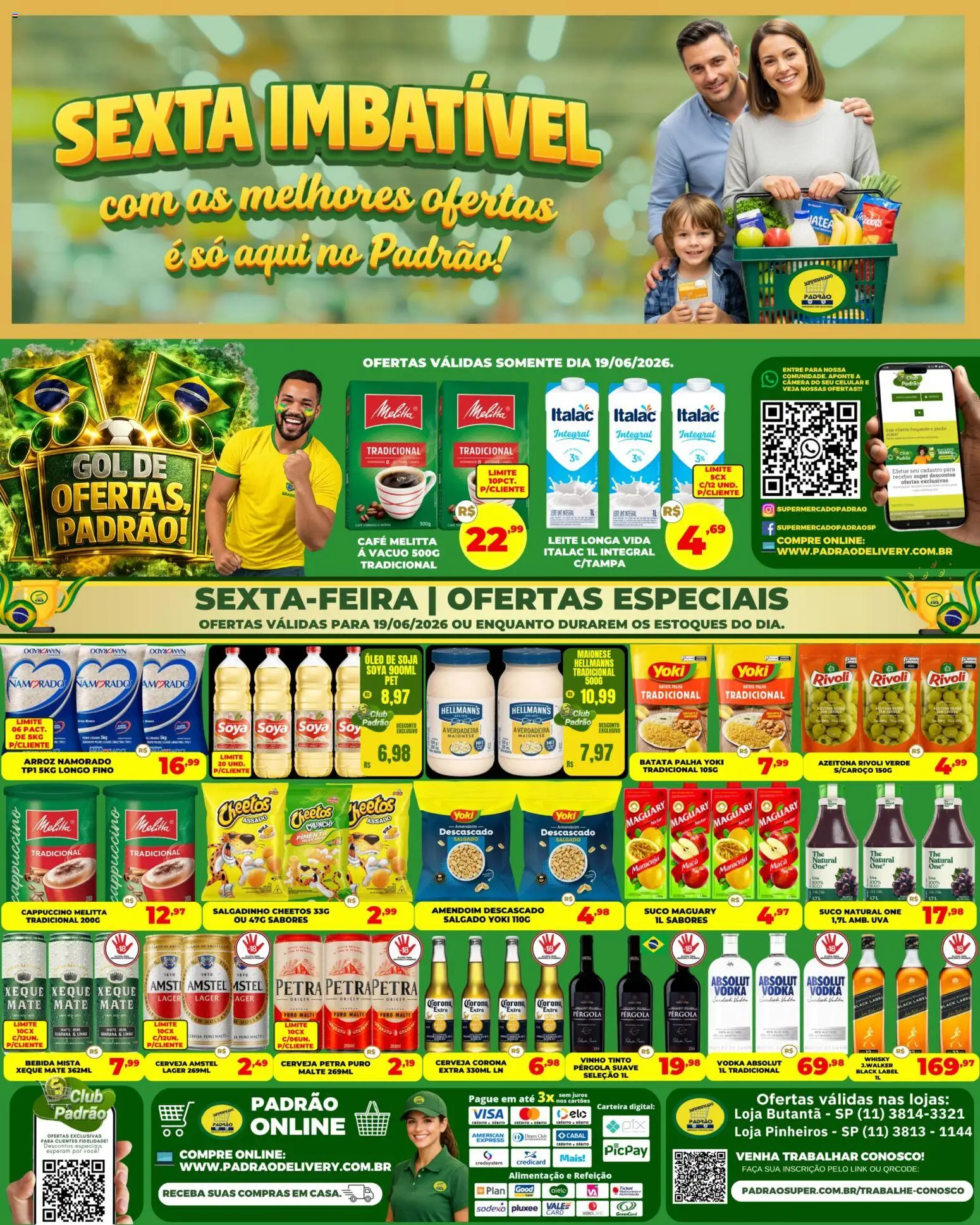 Supermercado Padrão Folheto - válido de 19.06.2026 | Página: 1 | Produtos: Cola, Óleo, Vinho, Vodka
