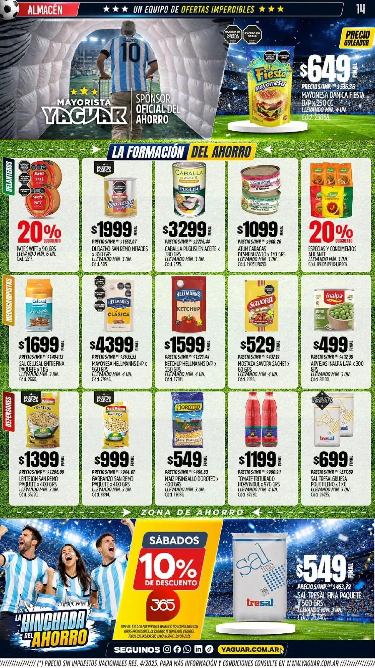 Yaguar - Oferta Semanal Santa Fé │ válido desde el 01.06.2026 | Página: 14 | Productos: Ketchup, Maiz, Sal, Atún
