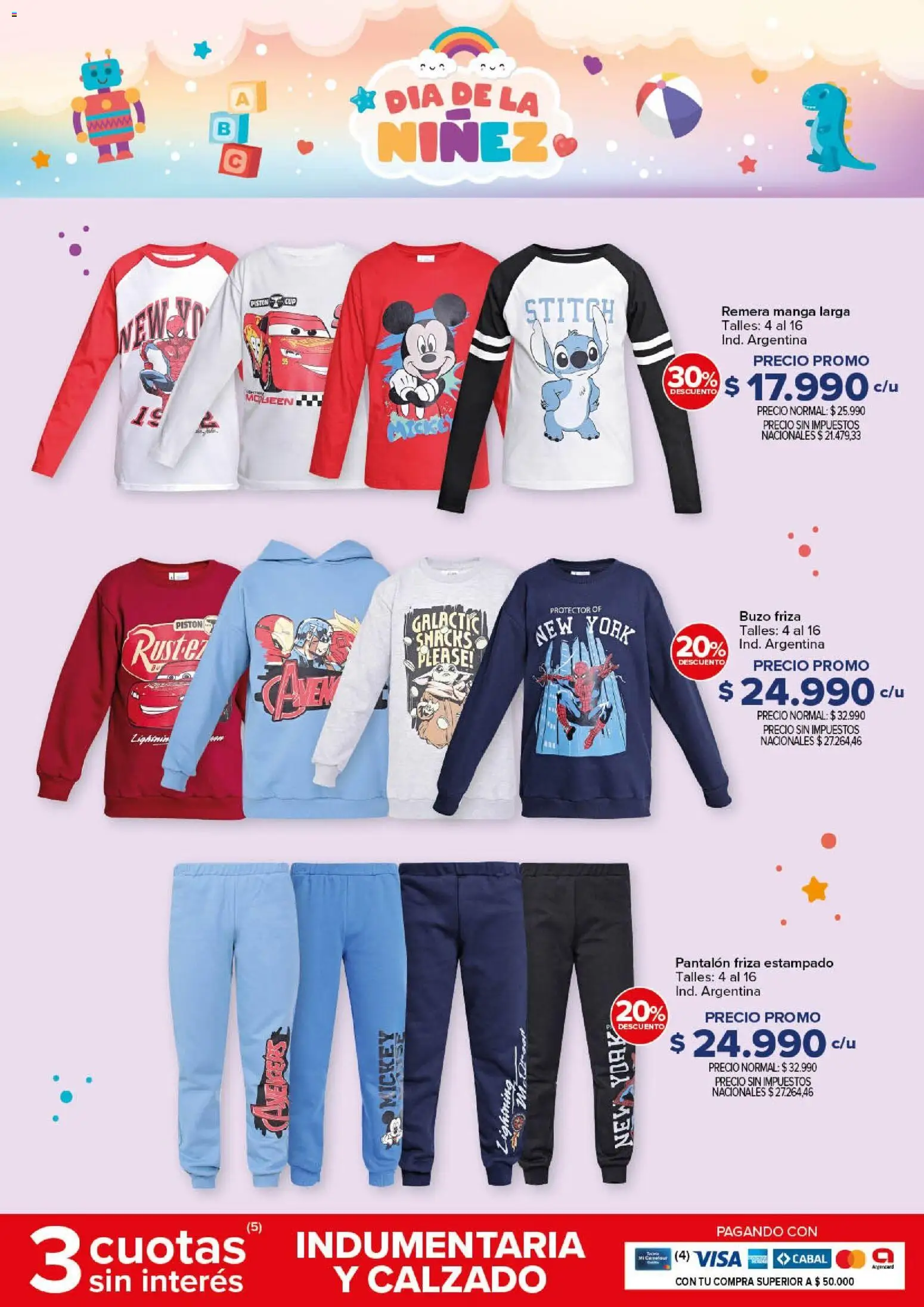 Carrefour - Dia de la Niñez │ válido desde el 23/07/2026 | Página: 34 | Productos: Manga, Remera, Buzo