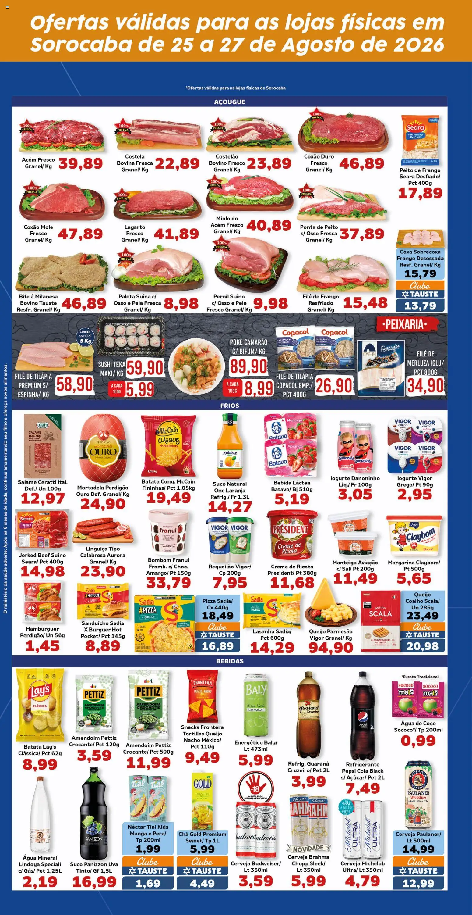 Tauste Folheto - válido de 25/08/2026 | Página: 4 | Produtos: Pepsi, Cola, Linguiça, Acém