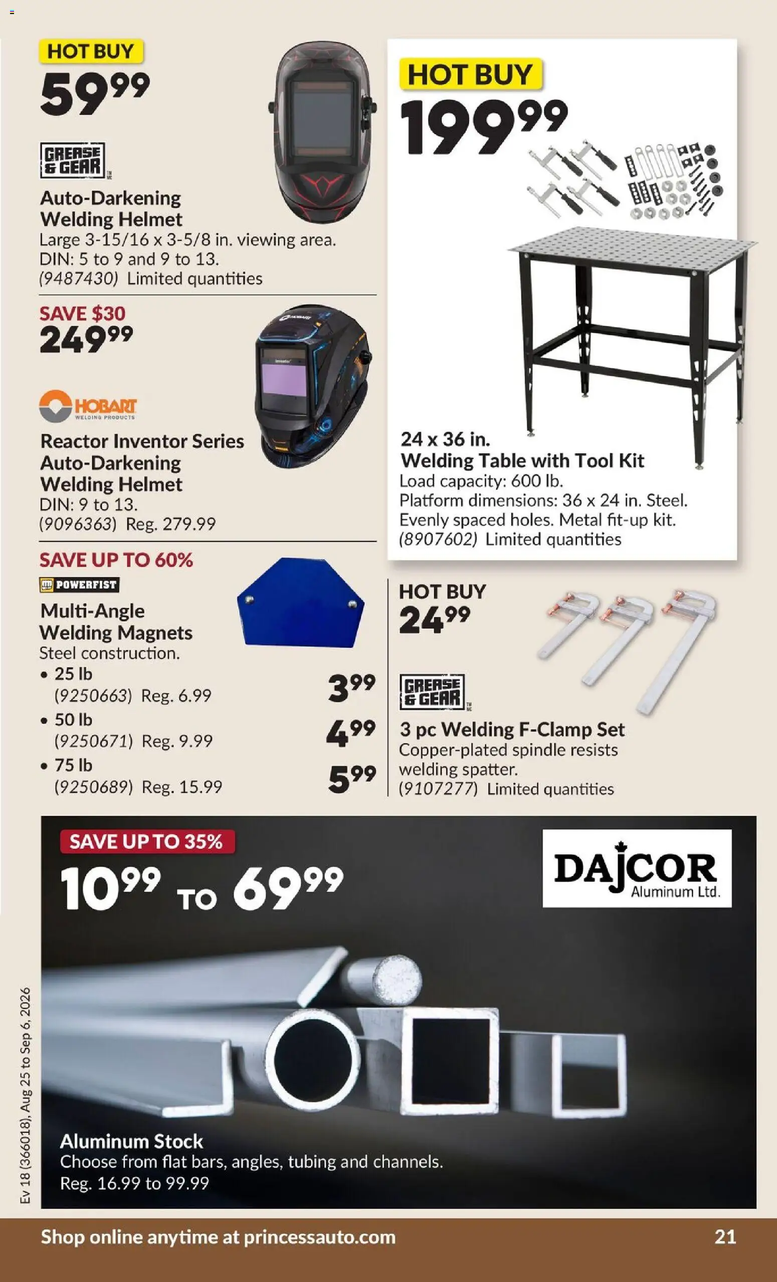 Princess Auto flyer valid from Aug 25, 2026 | Page: 22 | Products: PC, Table