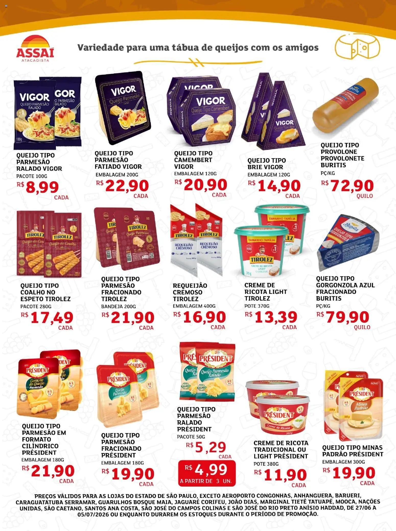 Assaí Atacadista Folheto - válido de 24/09/2026 | Página: 2 | Produtos: Parmesão, Camembert, Queijo parmesão, Requeijão