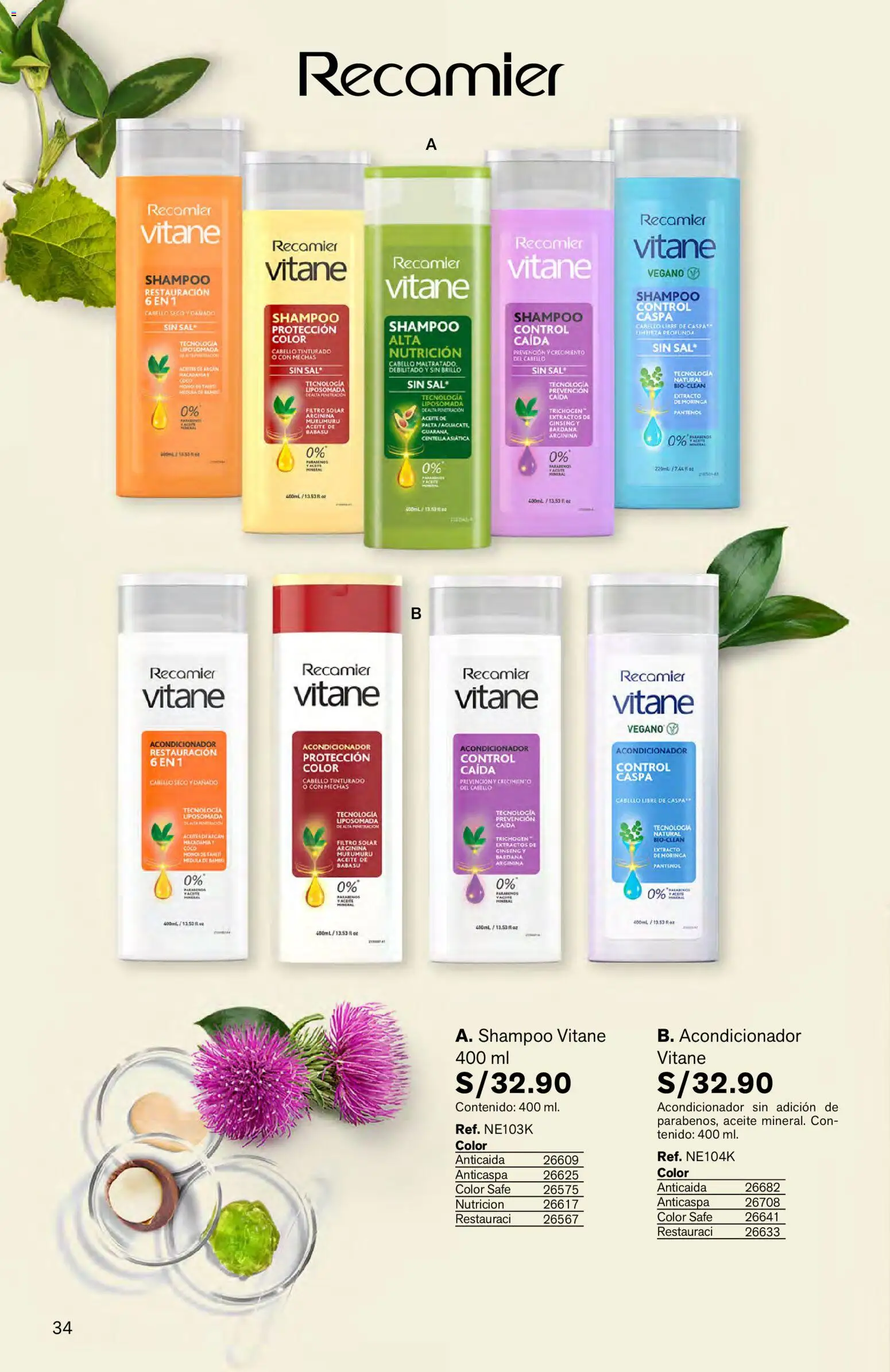 Catálogo Leonisa válido desde 27.04.2026 | Página: 34 | Productos: Shampoo, Acondicionador, Aceite