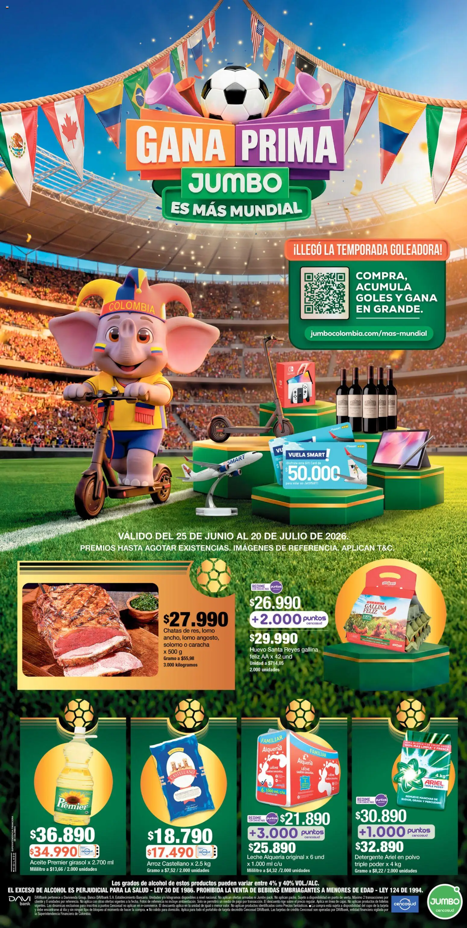 Jumbo revista - valida desde el 25/06/2026 | Página: 1 | Productos: Bebidas, Banco, Huevo, Leche