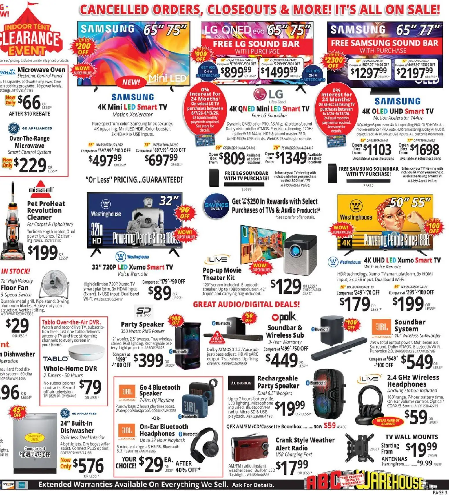 ABC Warehouse Weekly Ad - valid from 07.06.2026 | Page: 3 | Products: Carpet, Tv, Usb, Microwave oven