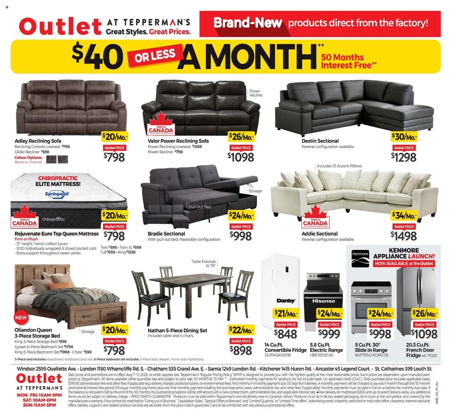 Tepperman's flyer valid from Aug 7, 2026 | Page: 4 | Products: Mattresses, Mattress, Sofa, Mirror