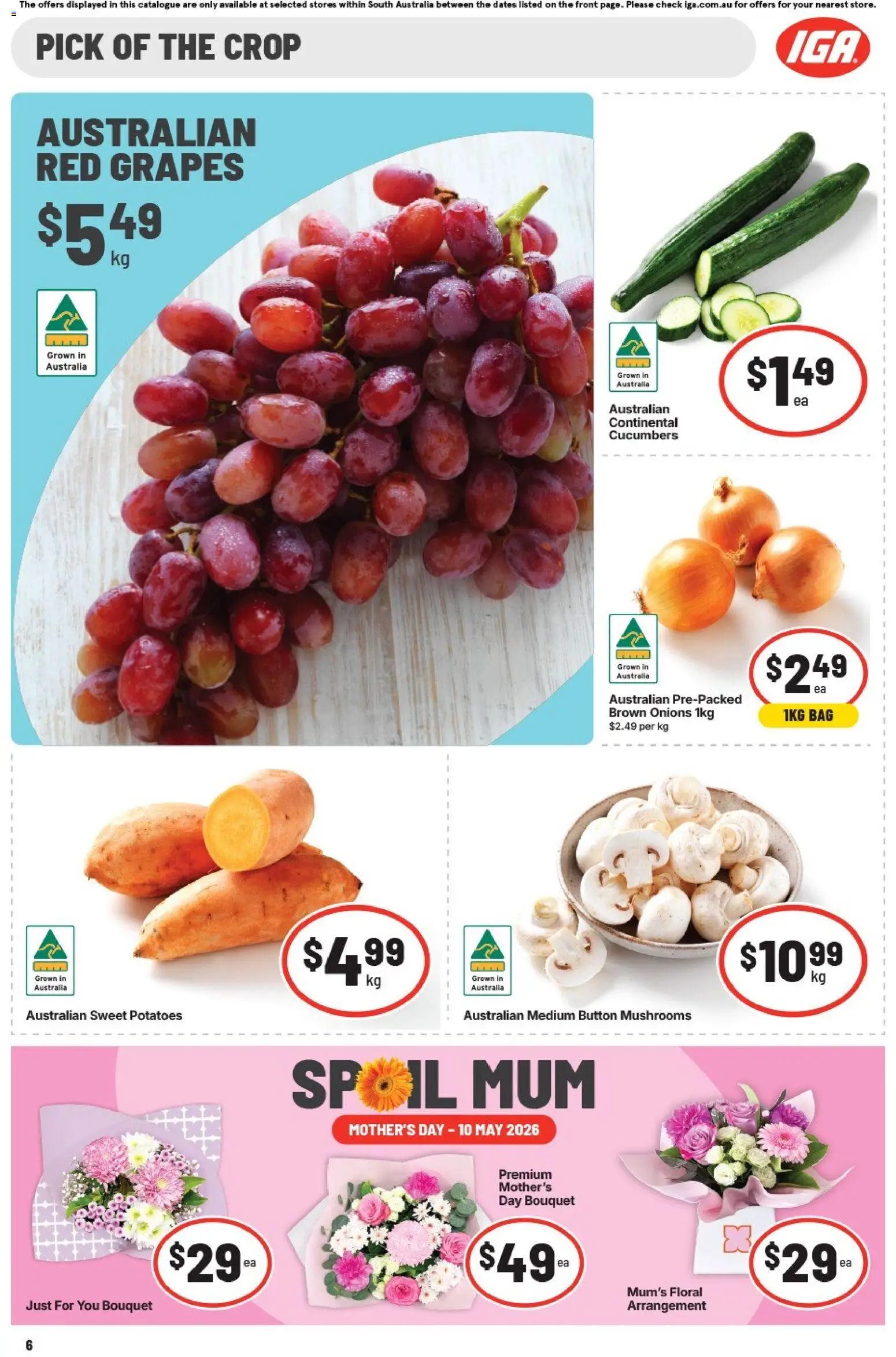 IGA catalogue - valid from 06.05.2026 | Page: 7 | Products: Floral, Mushrooms, Cucumbers, Potatoes