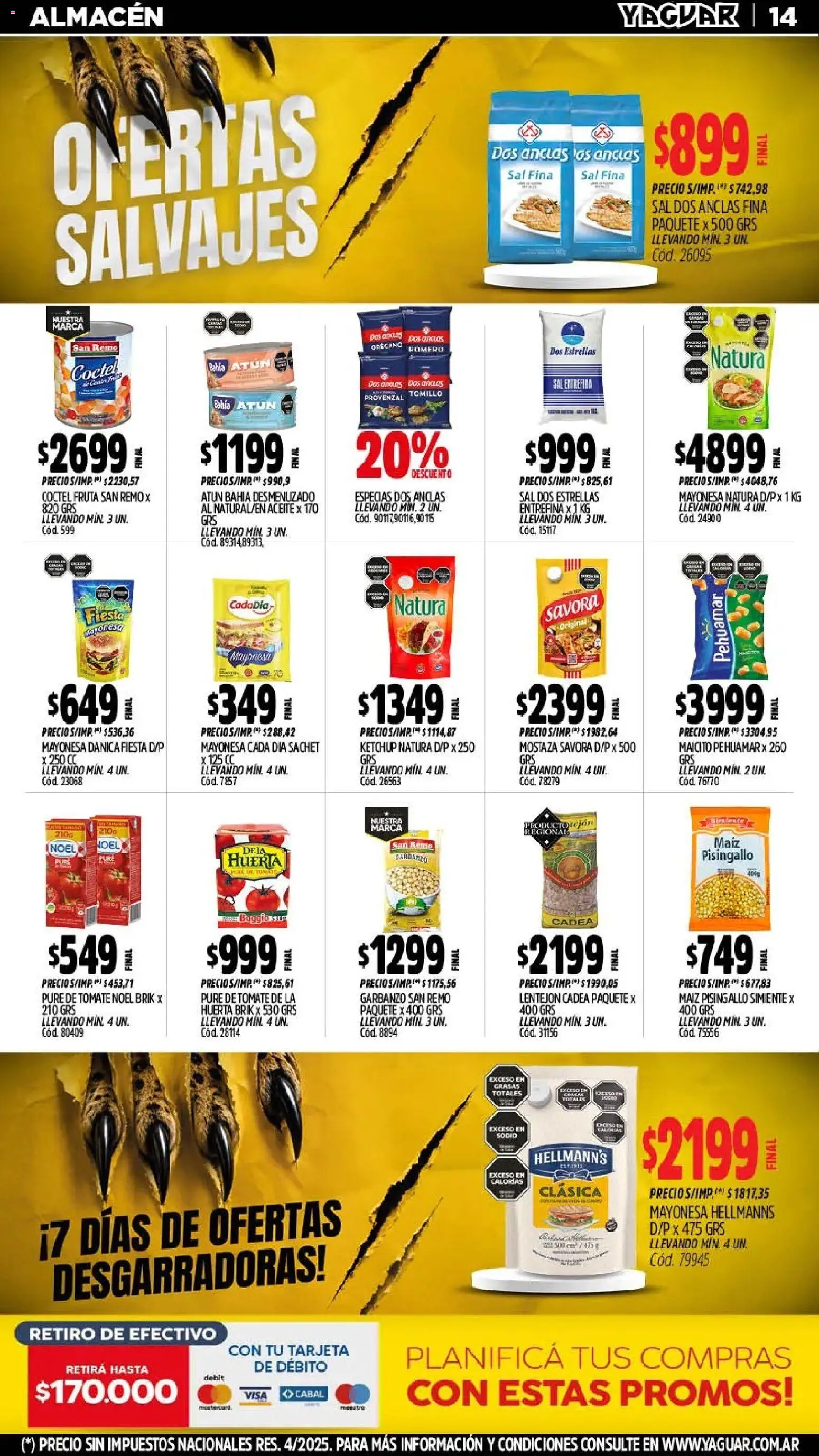Yaguar - Oferta Semanal General Roca │ válido desde el 03/08/2026 | Página: 16 | Productos: Aceite, Mayonesa, Sal, Pure de Tomate
