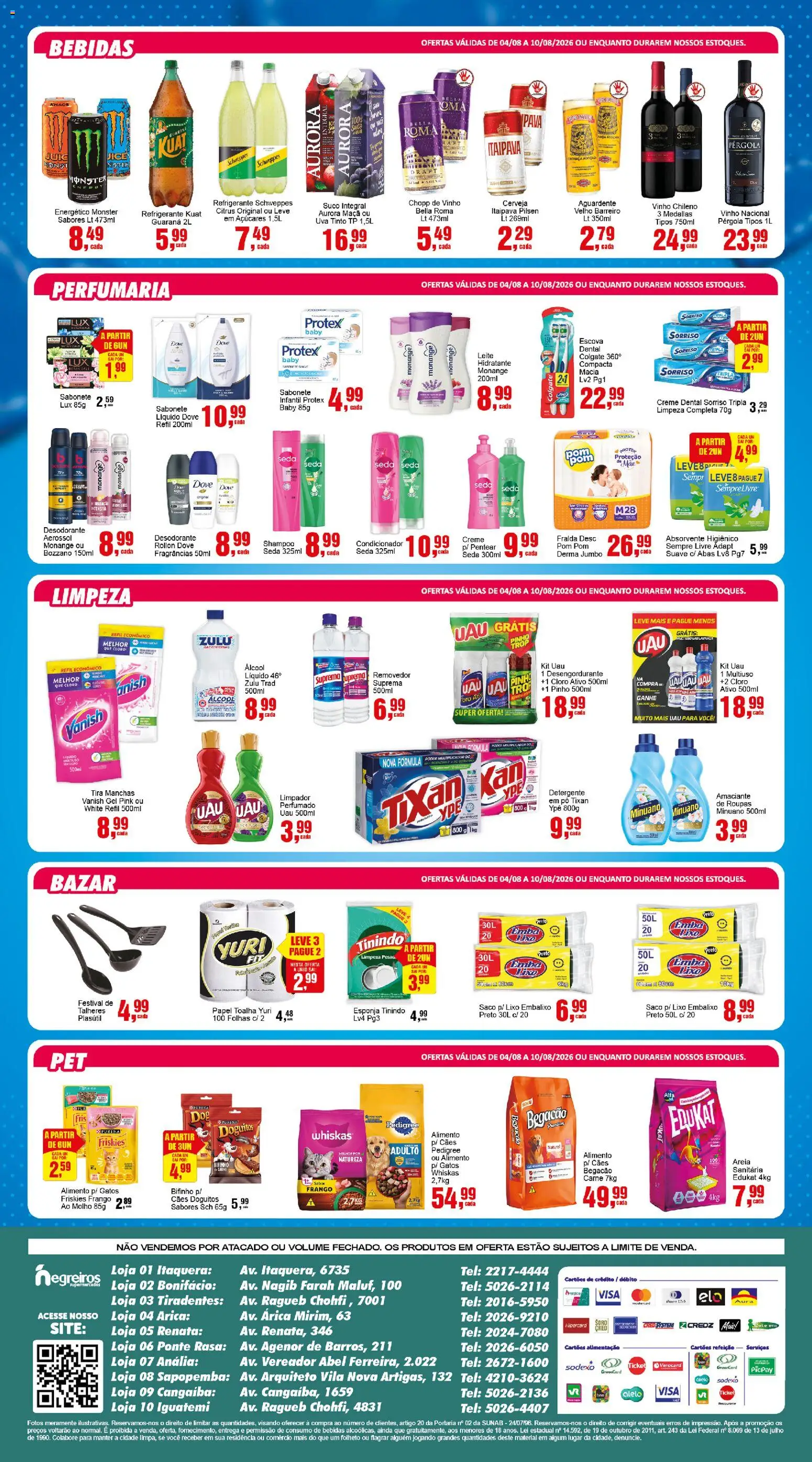Negreiros Folheto - válido de 04/08/2026 | Página: 4 | Produtos: Condicionador, Guaraná, Detergente, Sabonete