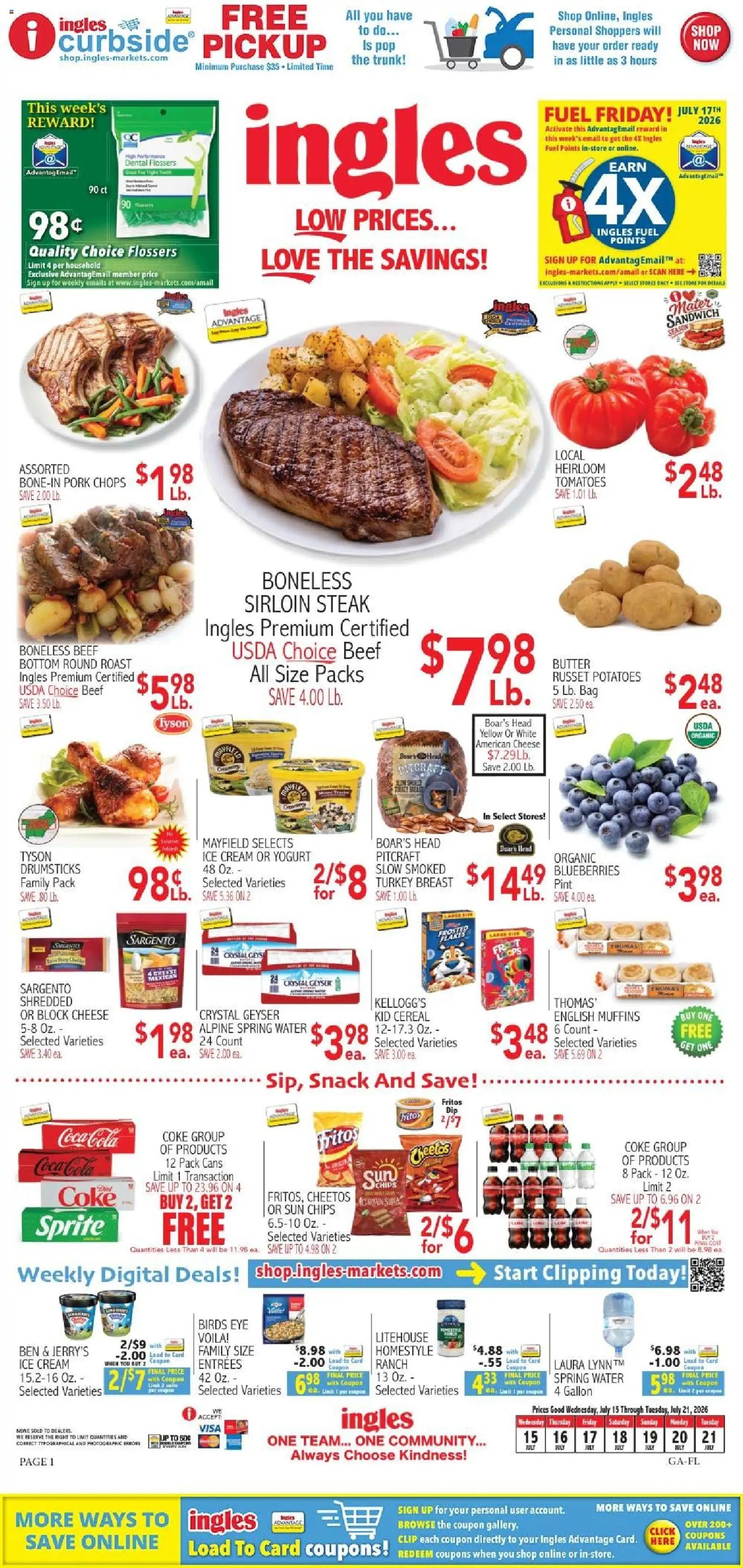 Ingles Weekly Ad - valid from 07/15/2026 | Page: 9 | Products: Clip, Butter, Potatoes, Water