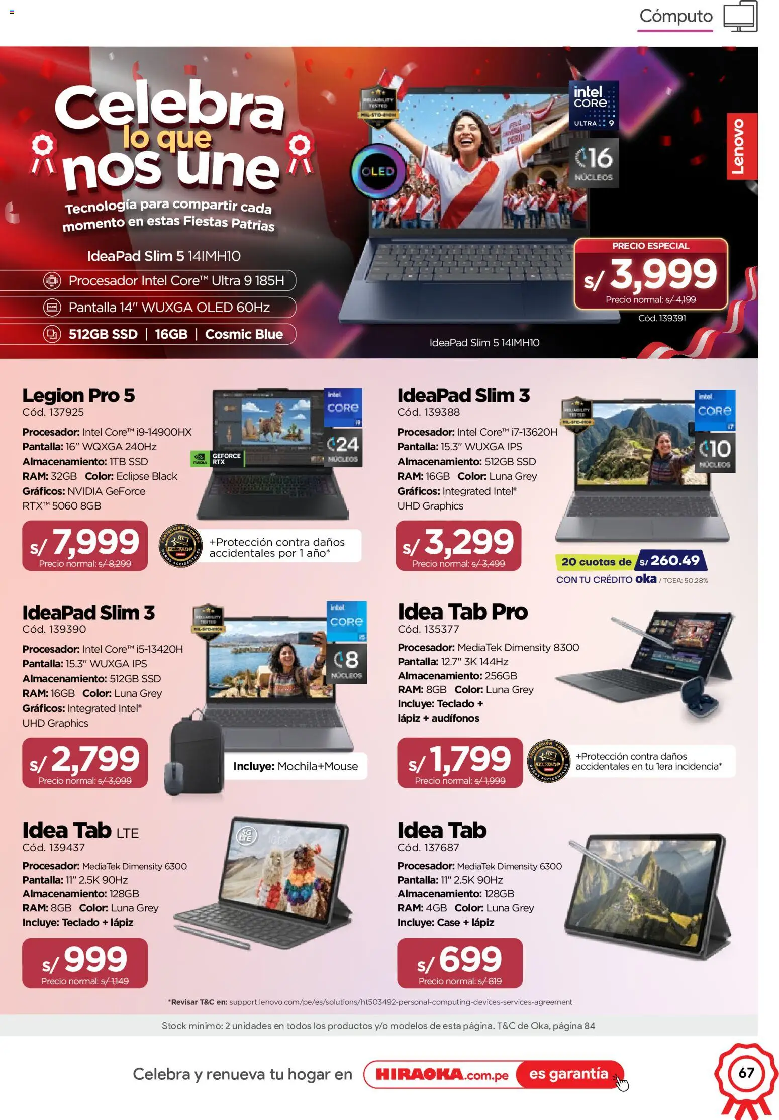 Catálogo Hiraoka válido desde 11/07/2026 | Página: 67 | Productos: Teclado, Audífonos