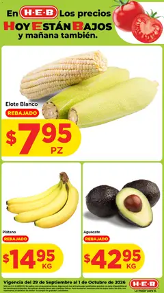 Vista previa de H-E-B folleto Fruta y venduras, nuevo folleto de la tienda, válido en México a partir del 29/09/2026