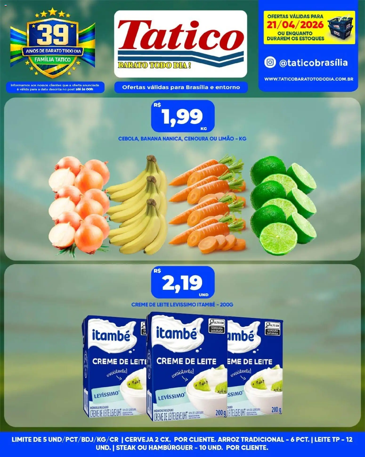 Tatico Folheto - válido de 21.04.2026 | Página: 2 | Produtos: Cerveja, Cenoura, Hambúrguer, Creme de leite